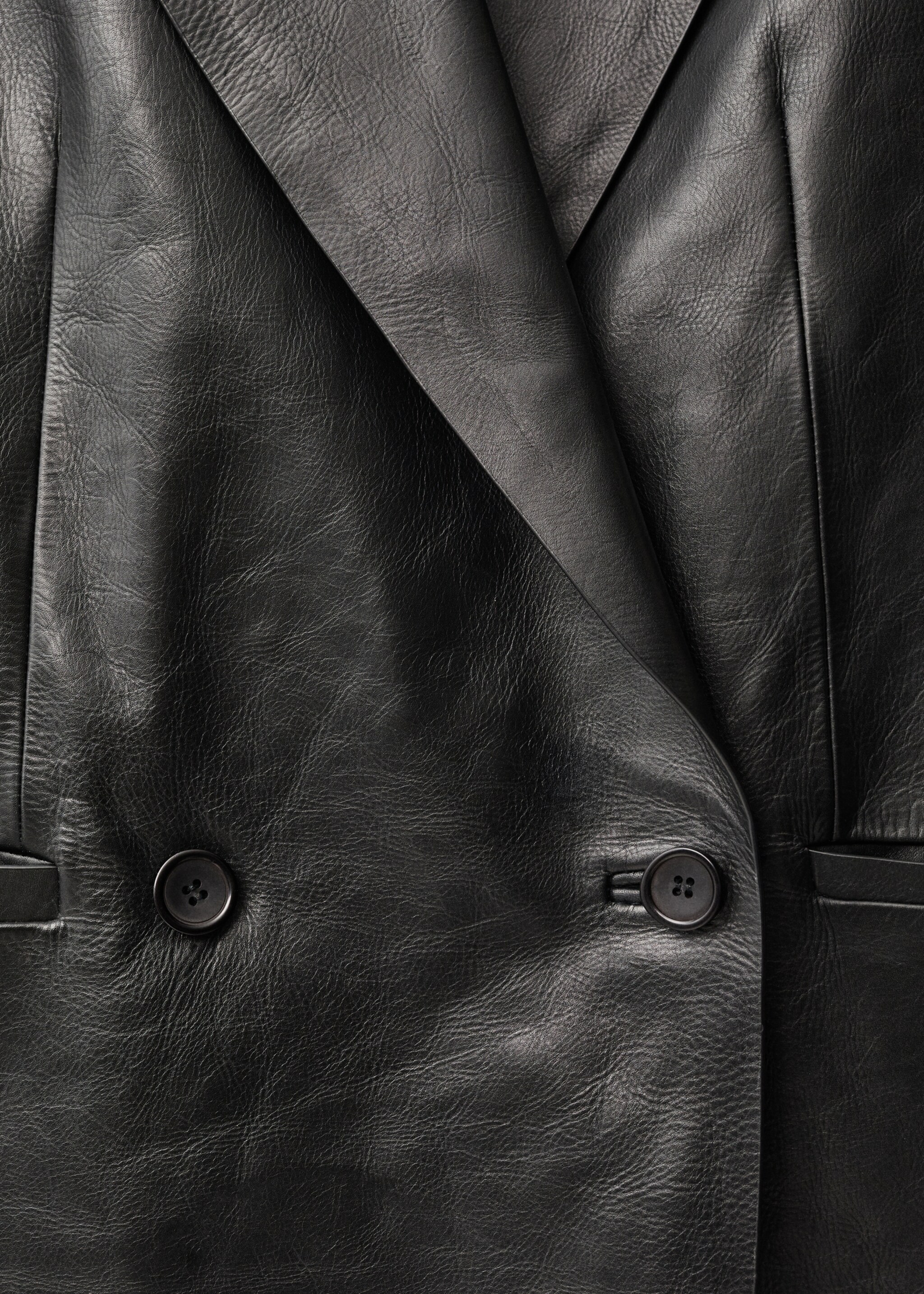 Blazer cuir double boutonnage - Détail de l'article 0, Noir. Ref: 87014419-00.