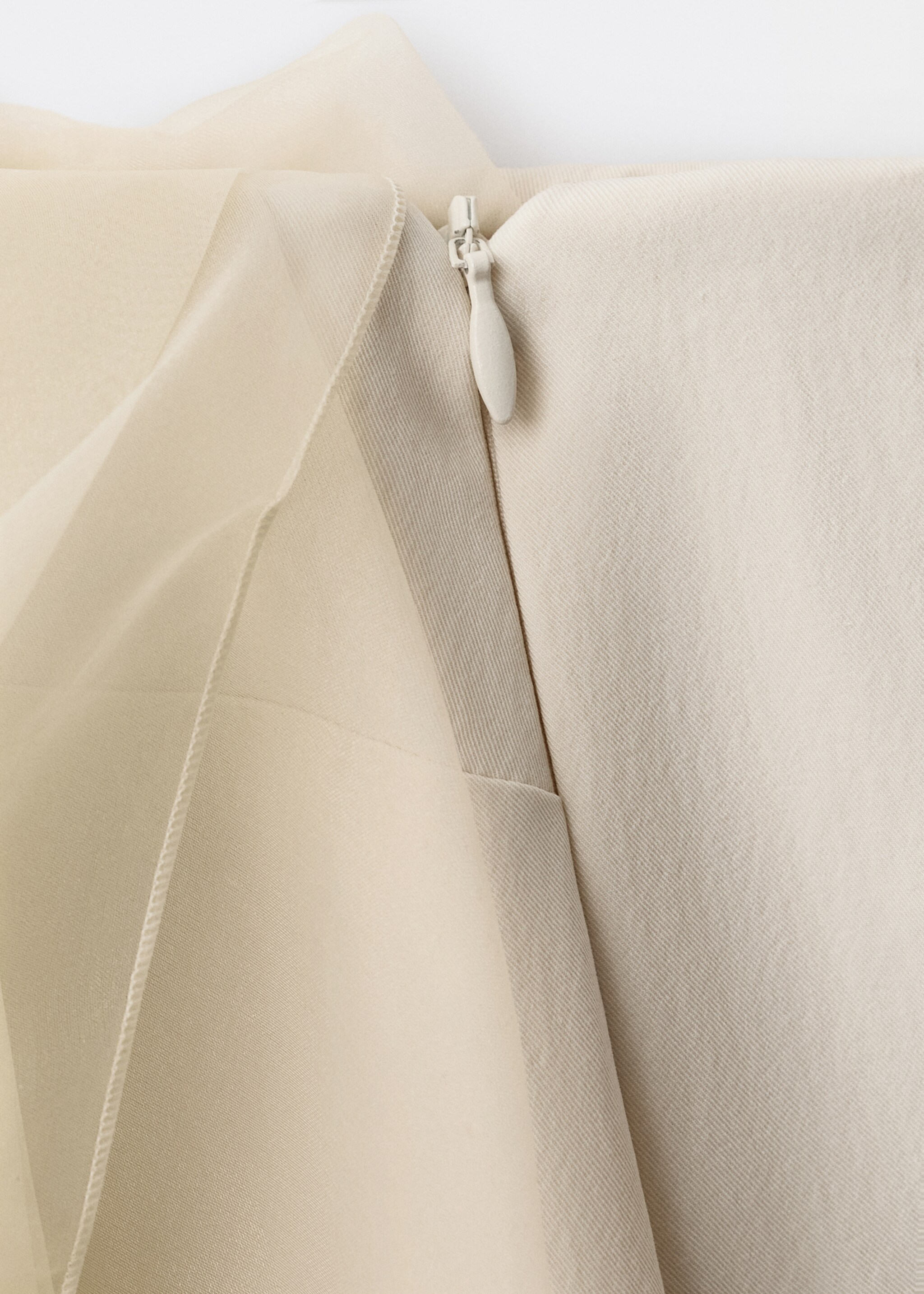 Vestido corto combinado gasa - Detalle del artículo 0, Crudo. Ref: 87014425-00.