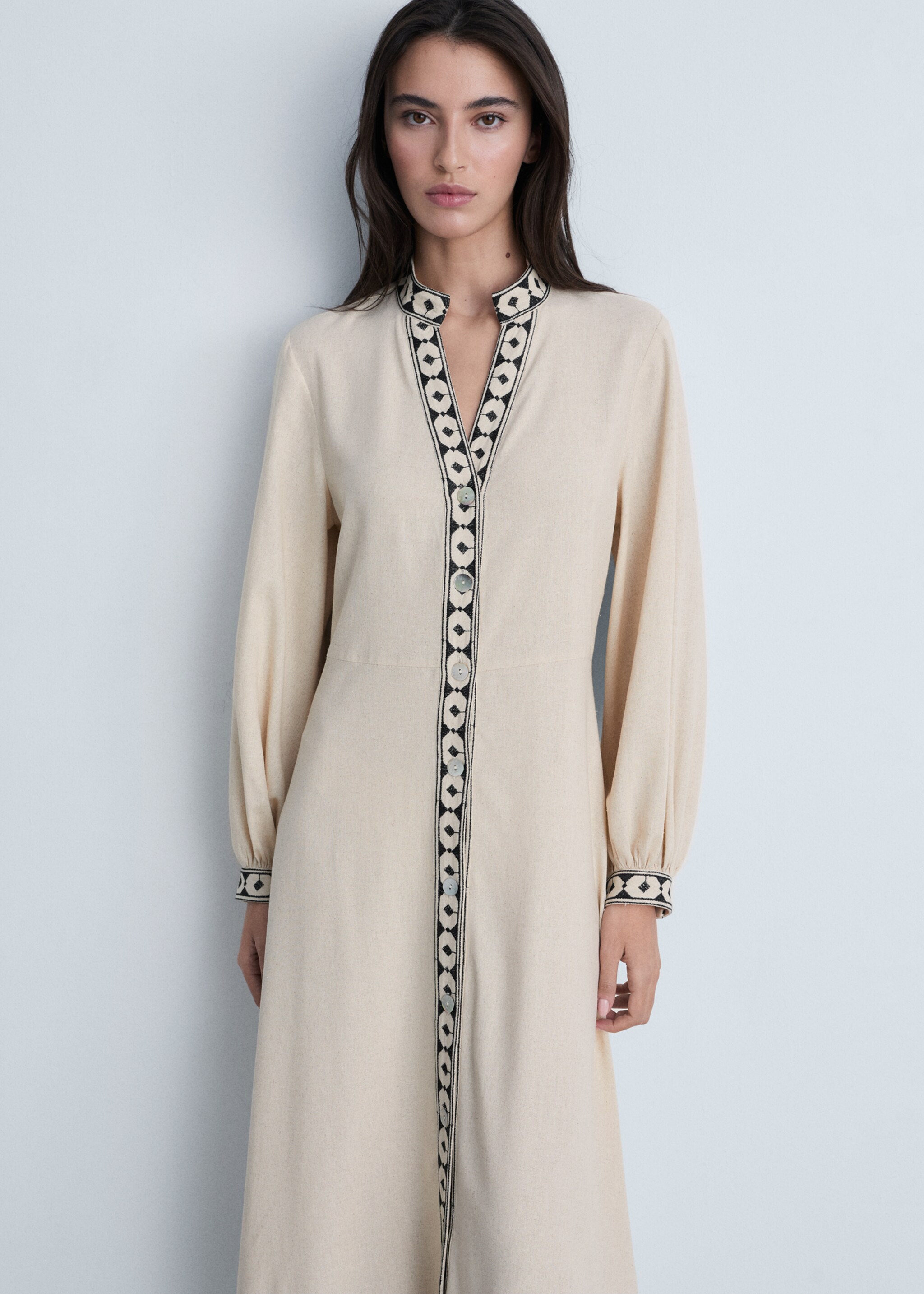 Openwork cotton dress - Medium plane, Beige. Ref: 87014780-00.