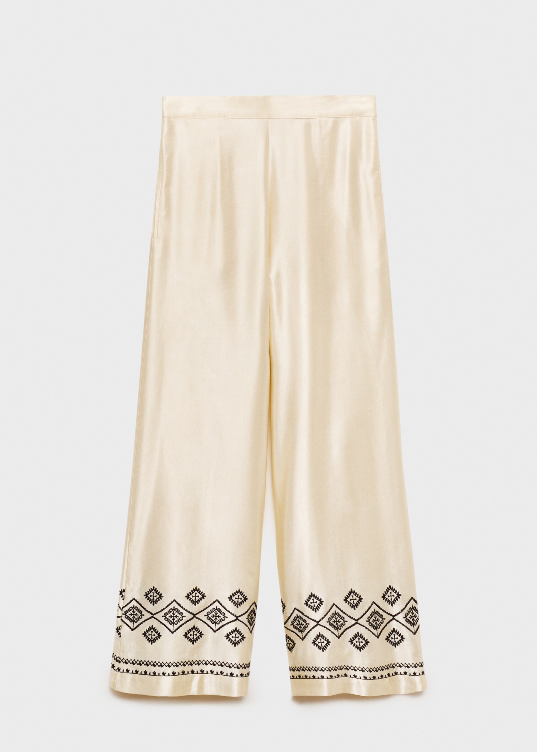 Wideleg-Hose mit besticktem Saum - Artikel ohne Model, Ecru. Ref: 87014782-00.