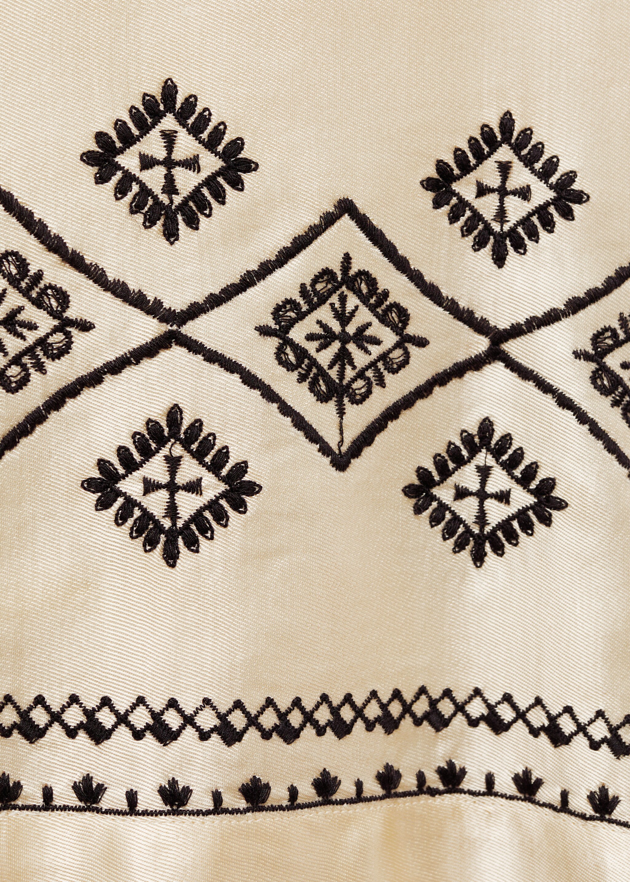 Wideleg-Hose mit besticktem Saum - Detail des Artikels 8, Ecru. Ref: 87014782-00.