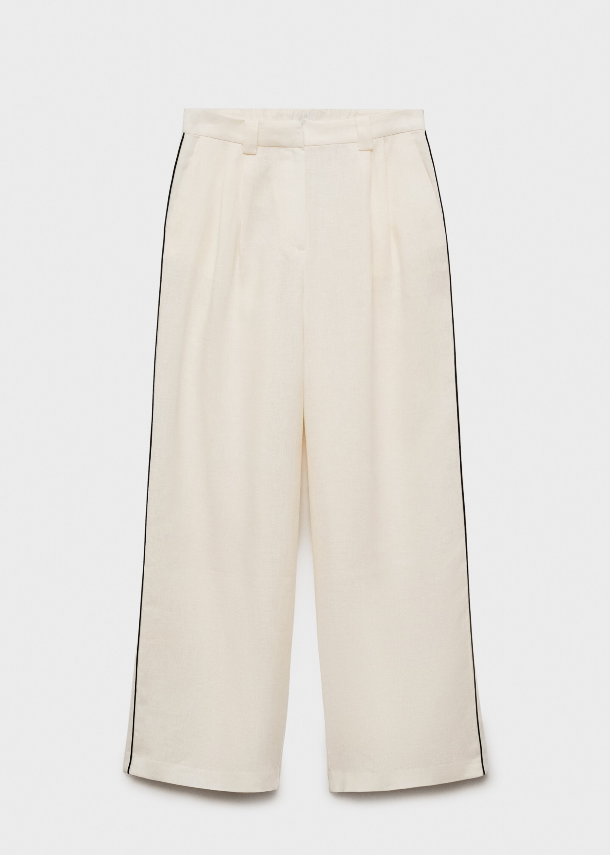 Contrast-stripe linen trousers - Article without model, Vanilla. Ref: 87014783-00.