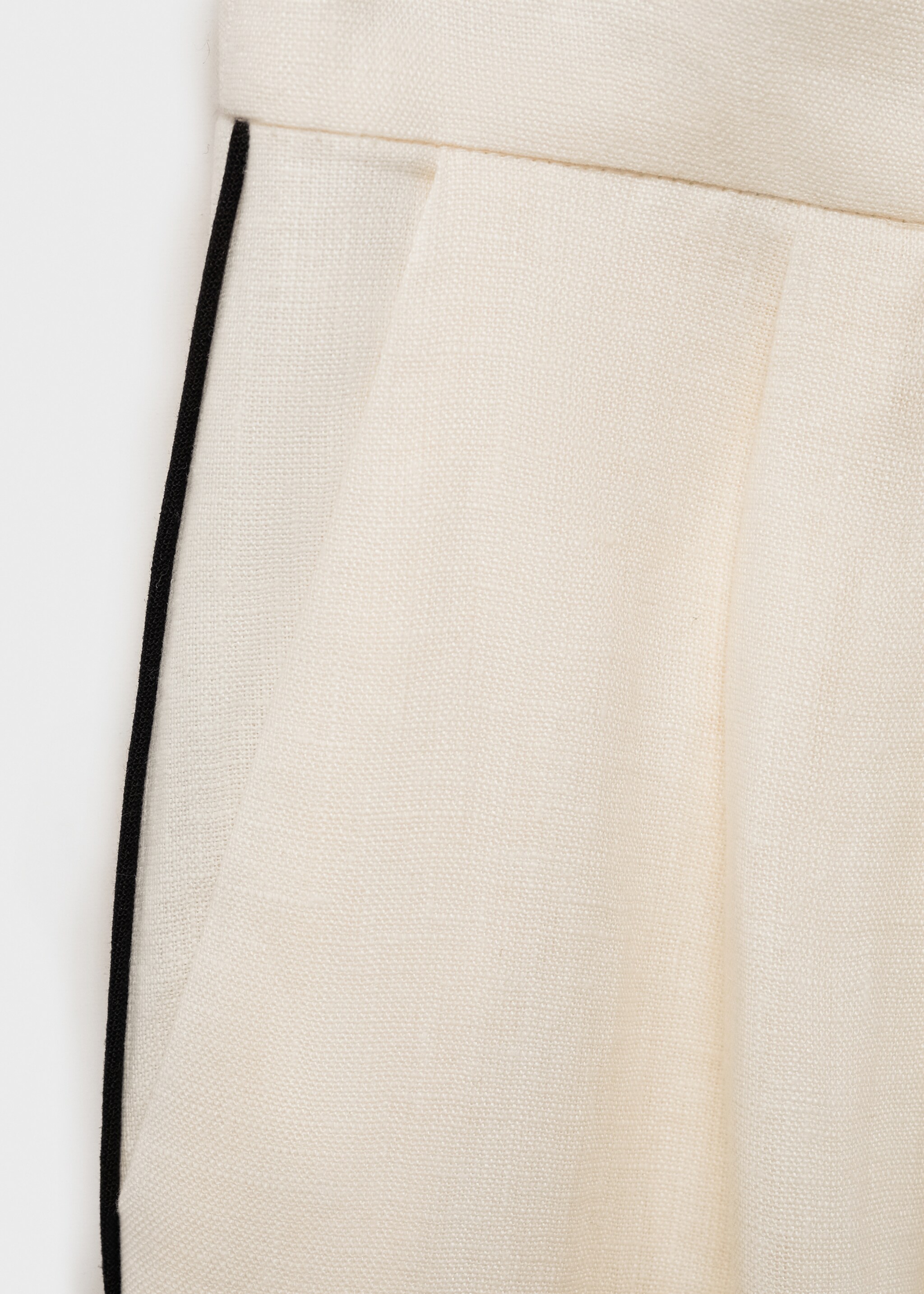 Contrast-stripe linen trousers - Details of the article 8, Vanilla. Ref: 87014783-00.