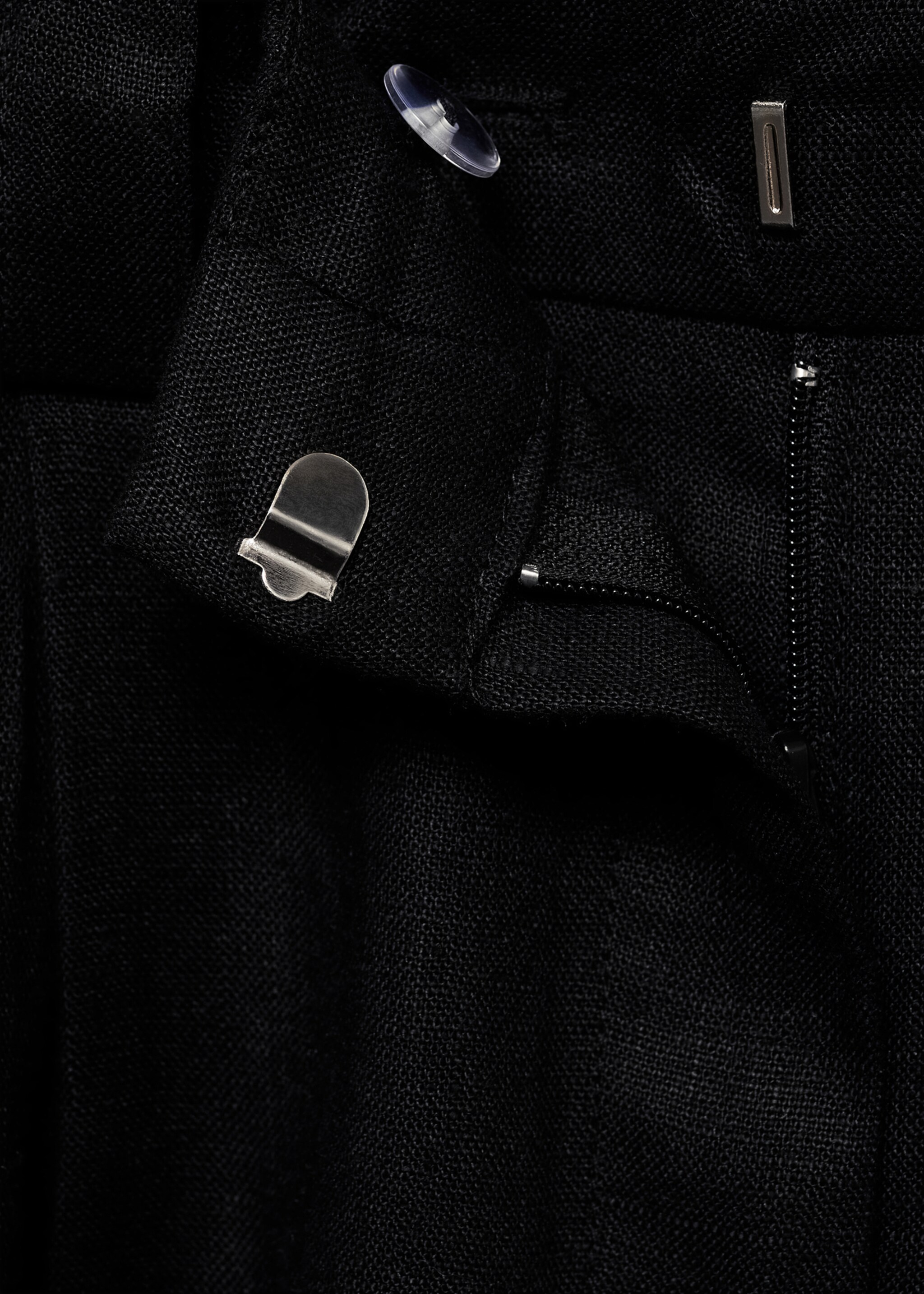 Contrast-stripe linen trousers - Details of the article 0, Black. Ref: 87014783-00.