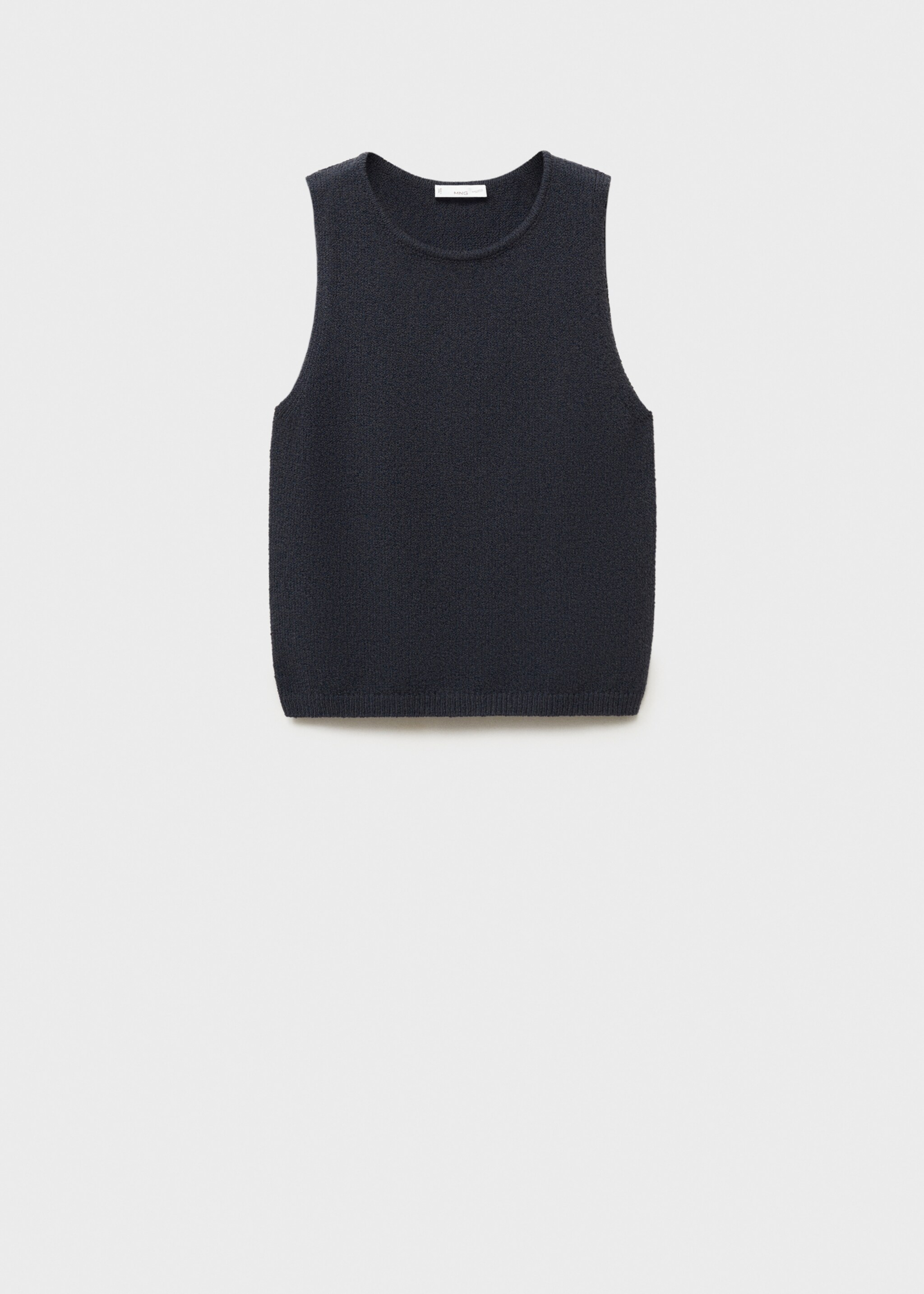 Knitted cropped top - Article without model, Dark Navy. Ref: 87014789-00.