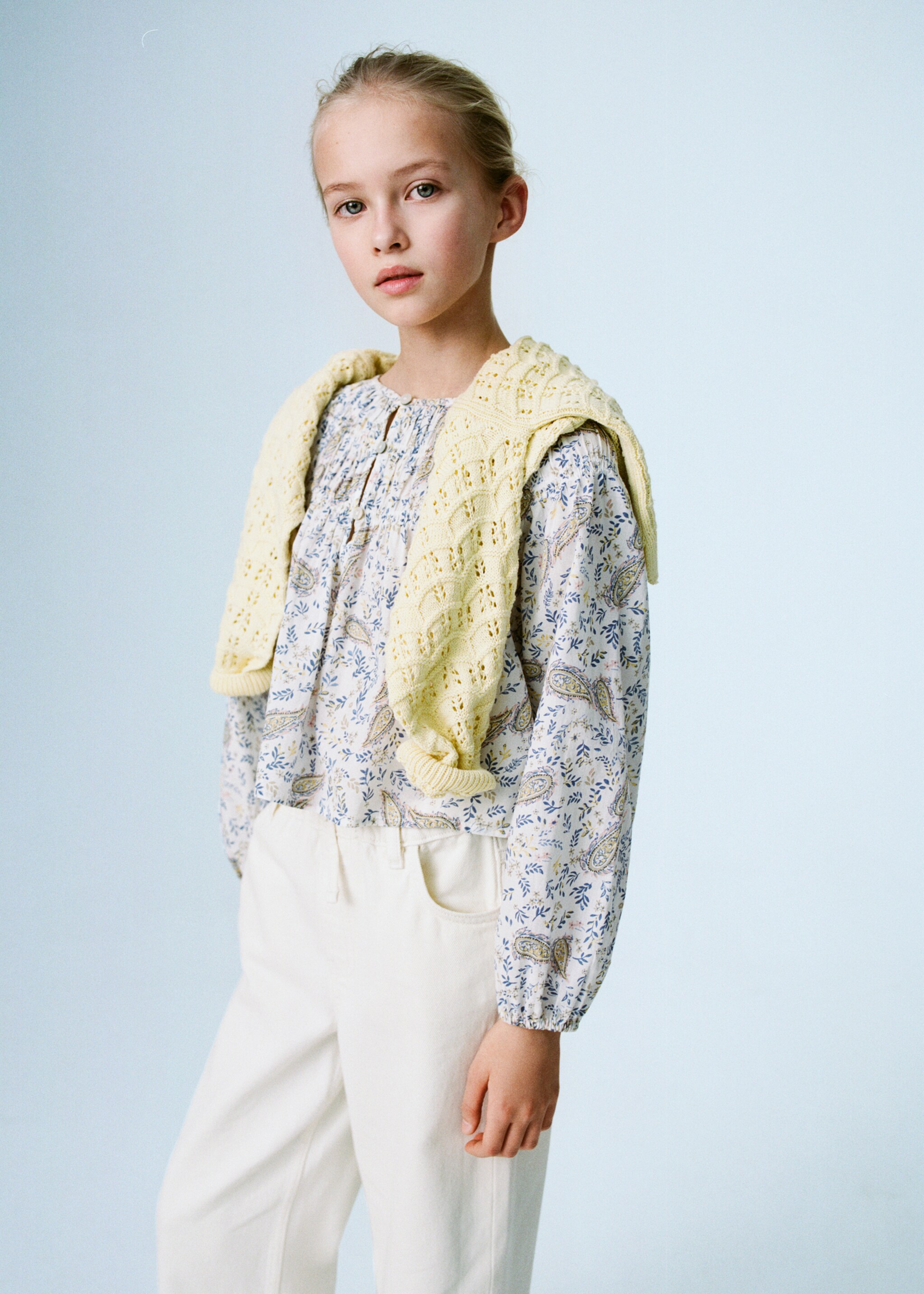Paisley print blouse - Details of the article 5, White. Ref: 87014798-00.
