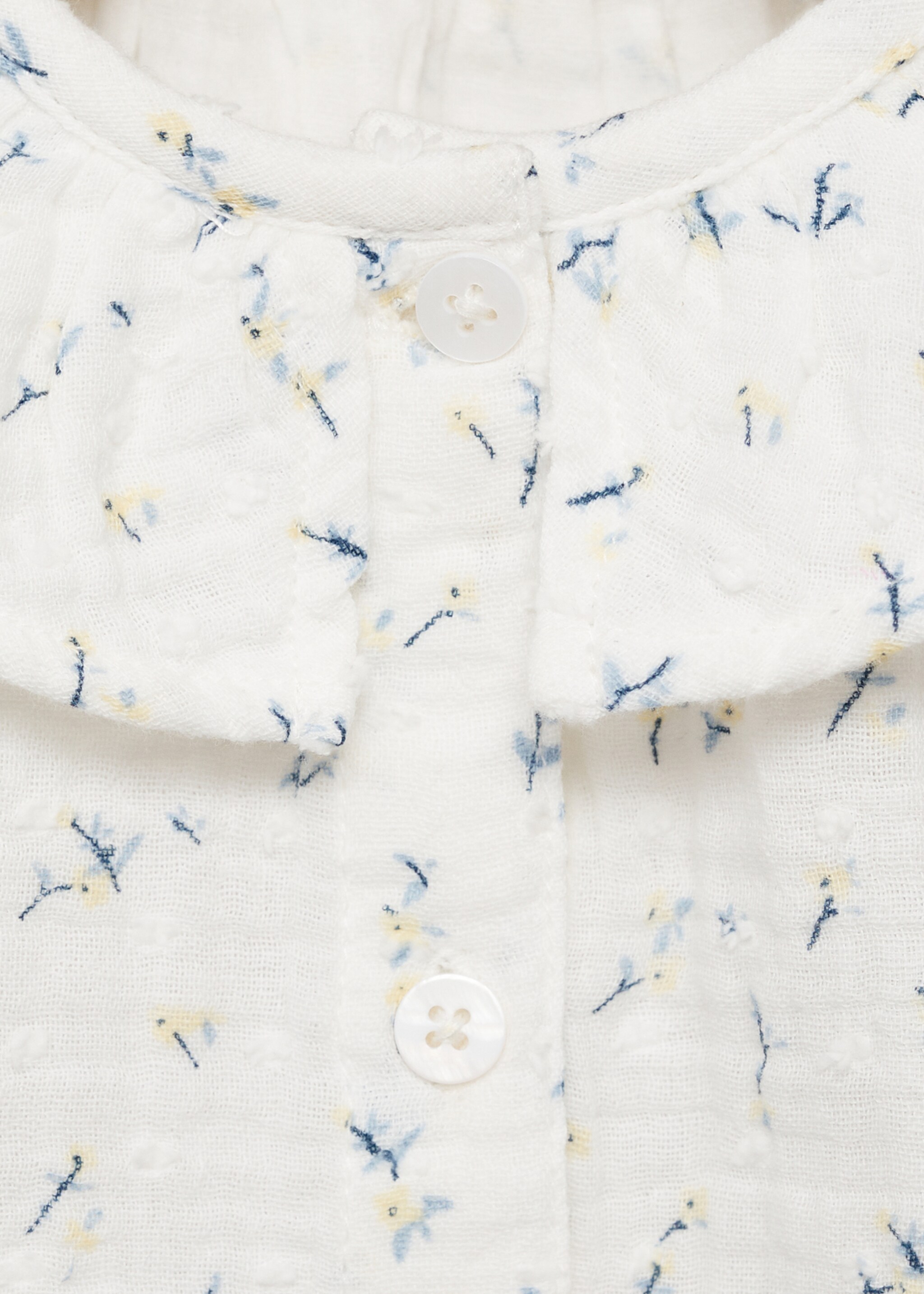 Brusa cotó estampat flors - Detall de l'article 8, Blanc. Ref: 87014801-00.