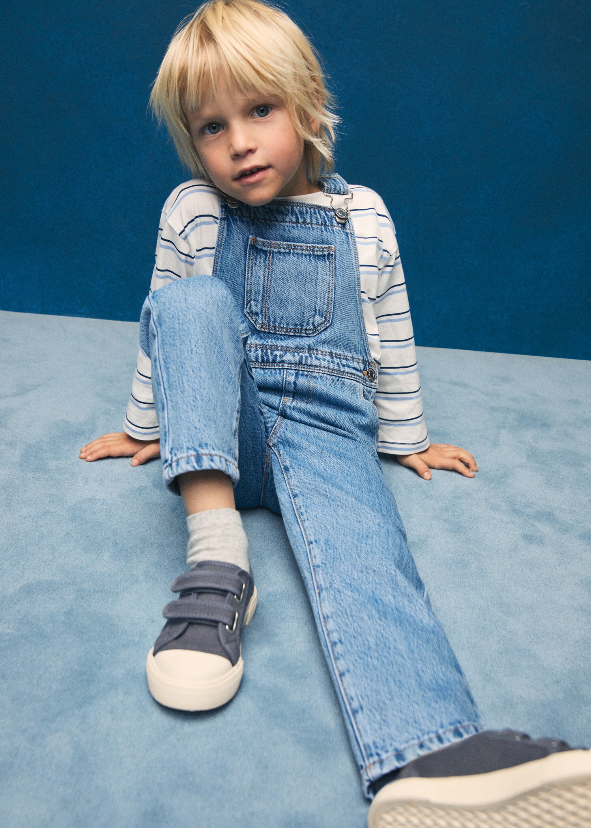 Striped cotton T-shirt - Details of the article 5, Blue. Ref: 87014802-00.