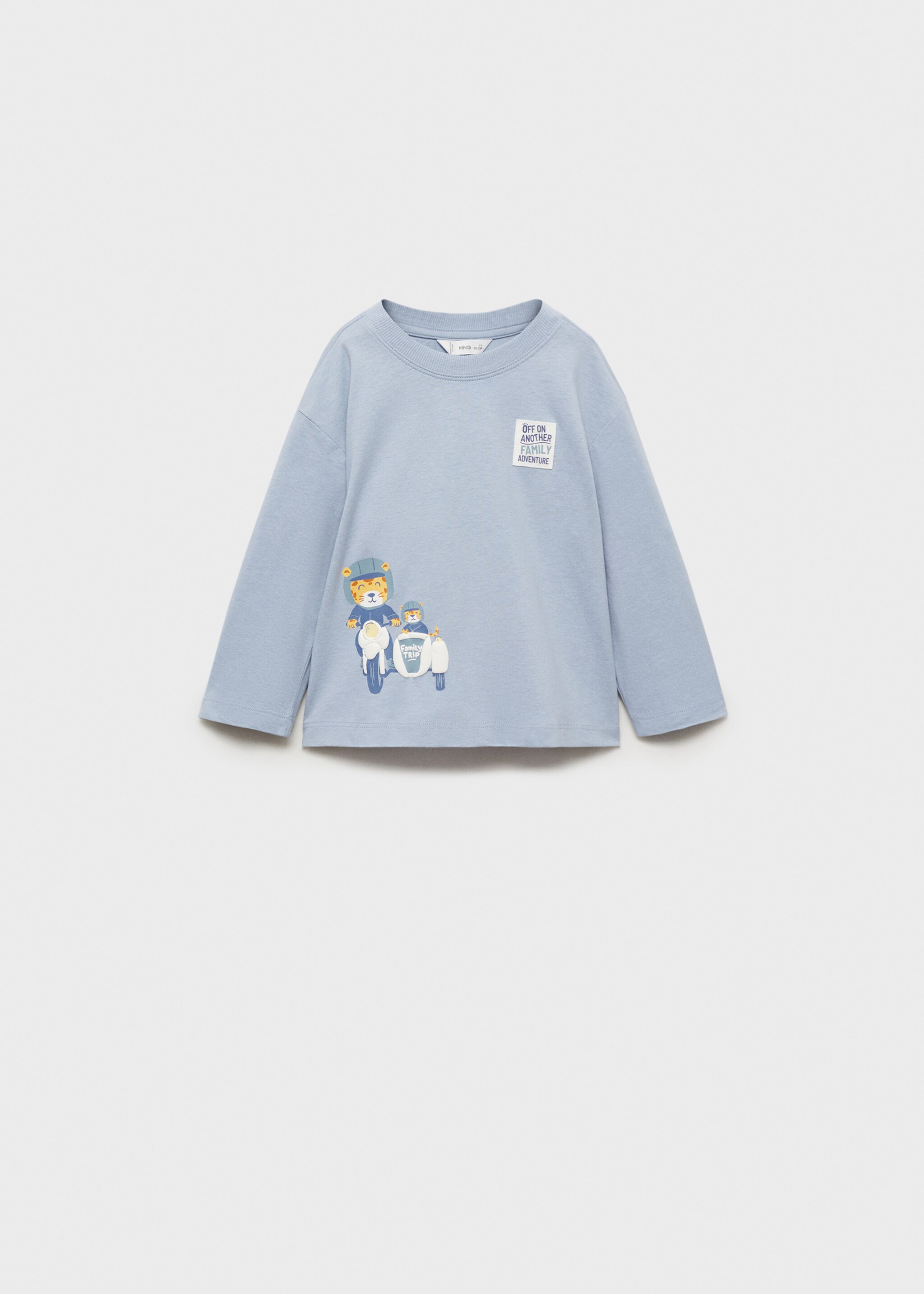 Cotton printed T-shirt - Article without model, Sky Blue. Ref: 87014809-00.