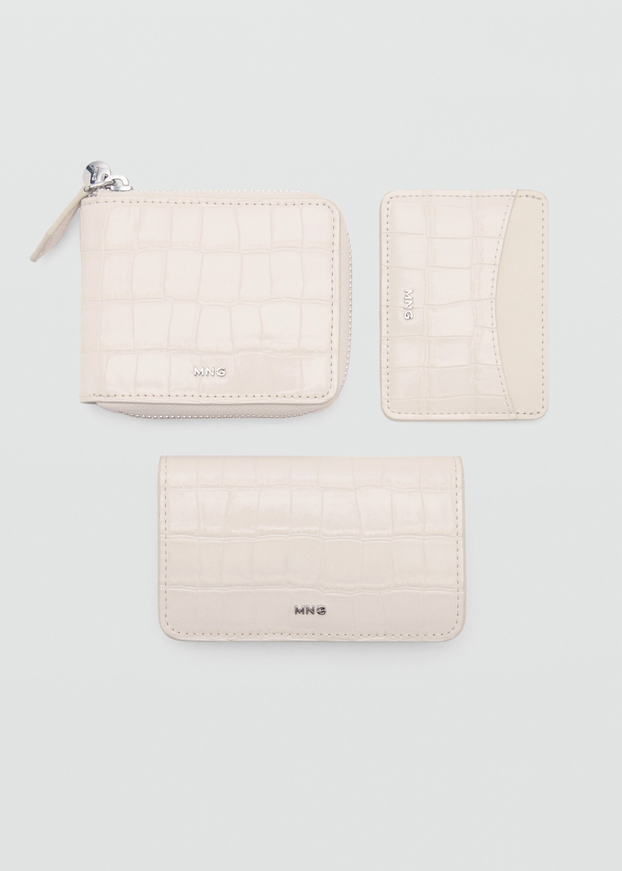 Croco faux-leather wallet with flap - Details of the article 2, Off White. Ref: 87014810-00.