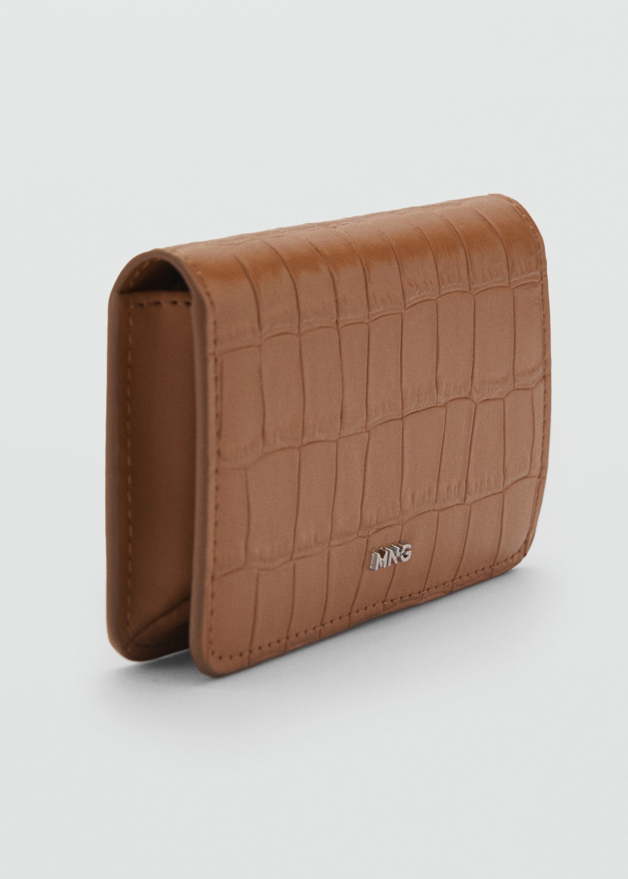 Croco faux-leather wallet with flap - Medium plane, Medium Brown. Ref: 87014810-00.