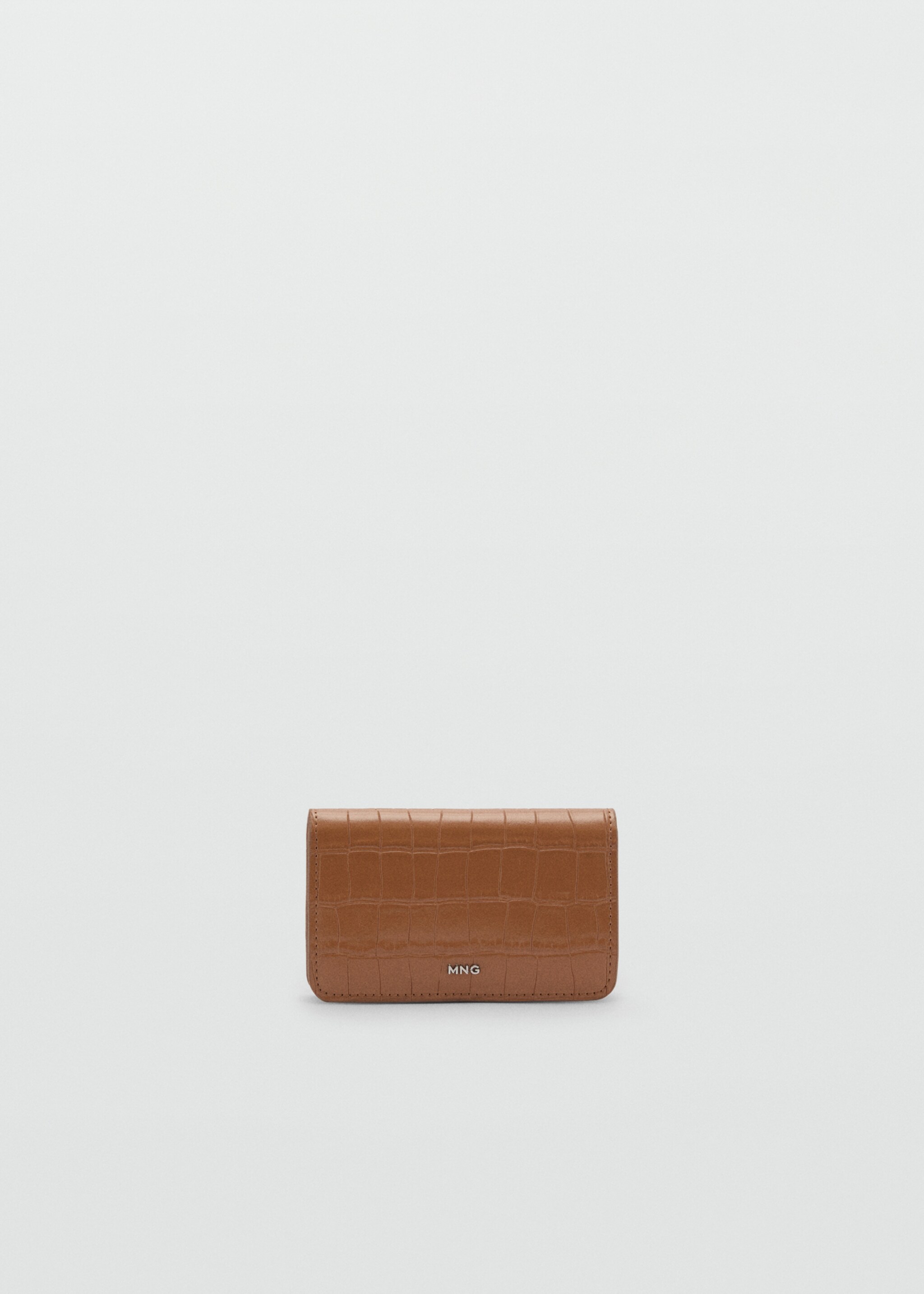 Croco faux-leather wallet with flap - Article without model, Medium Brown. Ref: 87014810-00.