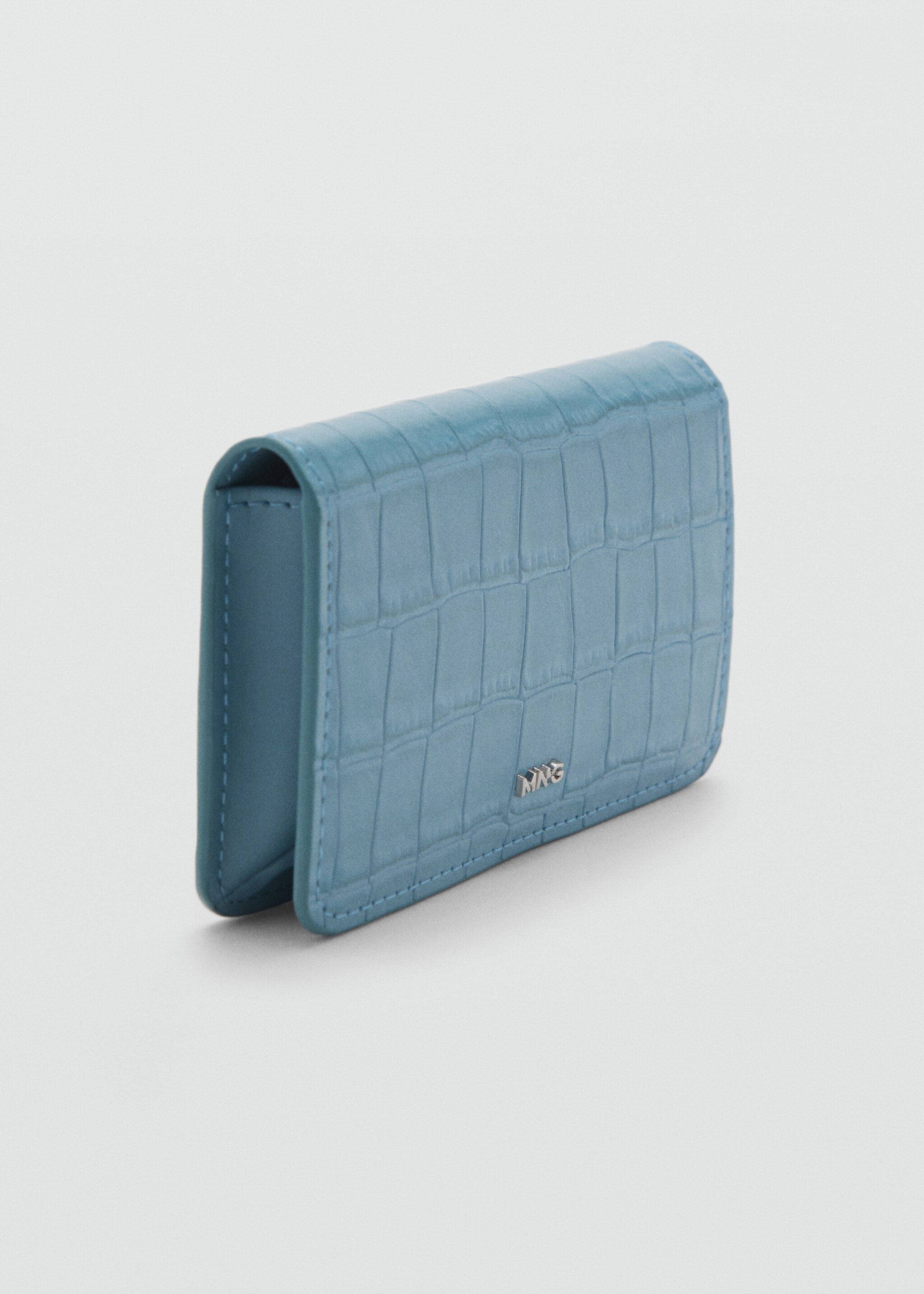 Croco faux-leather wallet with flap - Medium plane, Night Blue. Ref: 87014810-00.