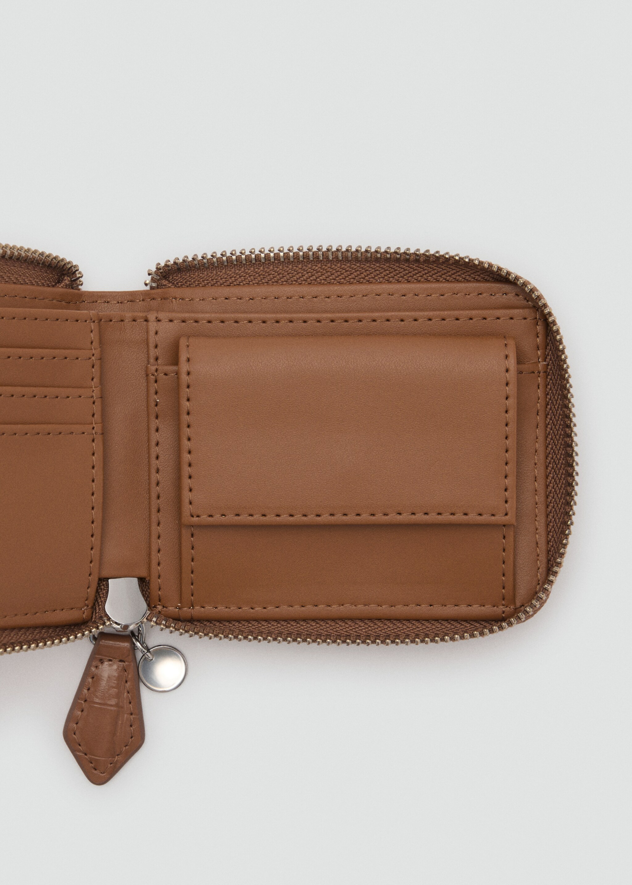 Croco faux-effect mini wallet - Details of the article 1, Medium Brown. Ref: 87014811-00.