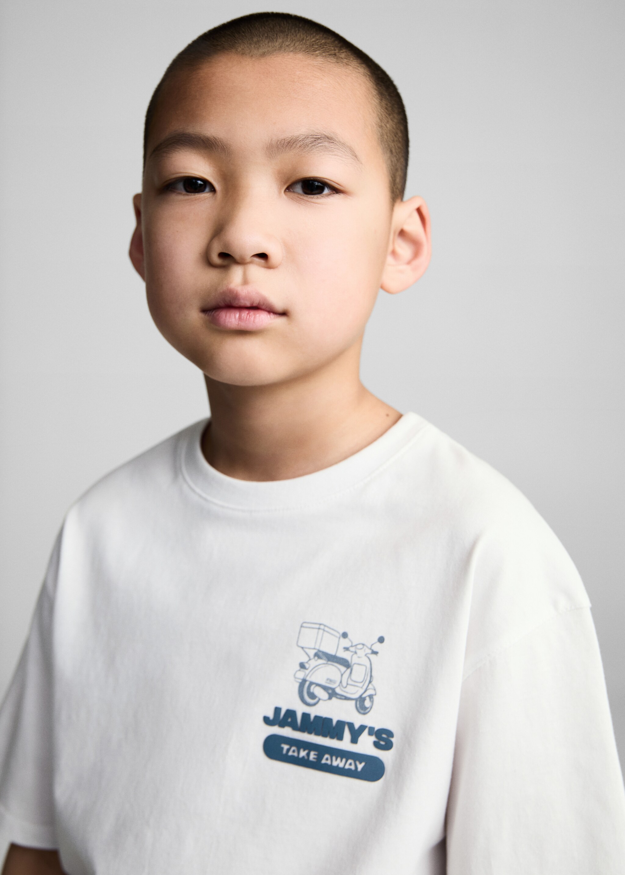 Short-sleeved cotton t-shirt - Details of the article 1, Off White. Ref: 87015140-00.