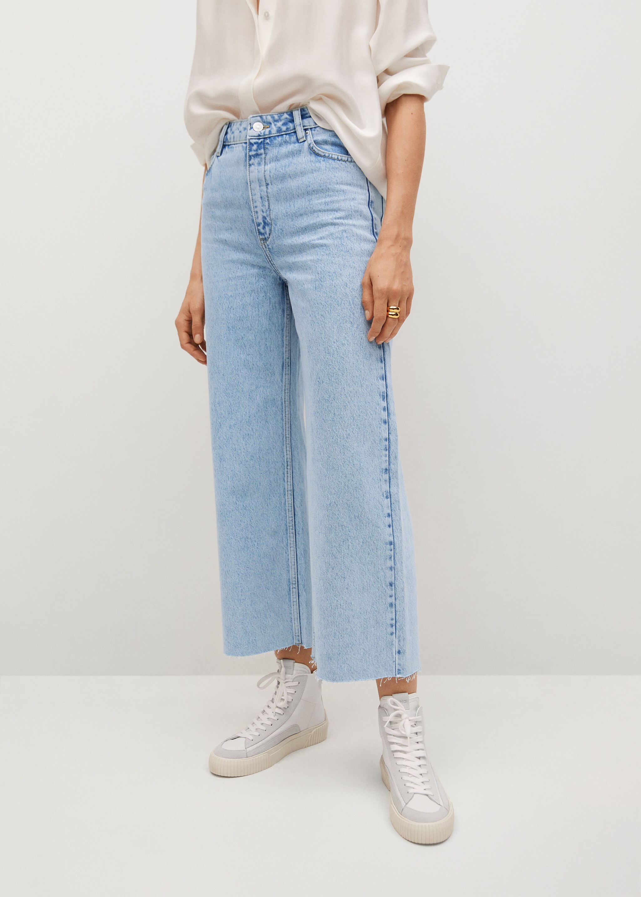 Jupe-culotte jean taille haute - Plan moyen