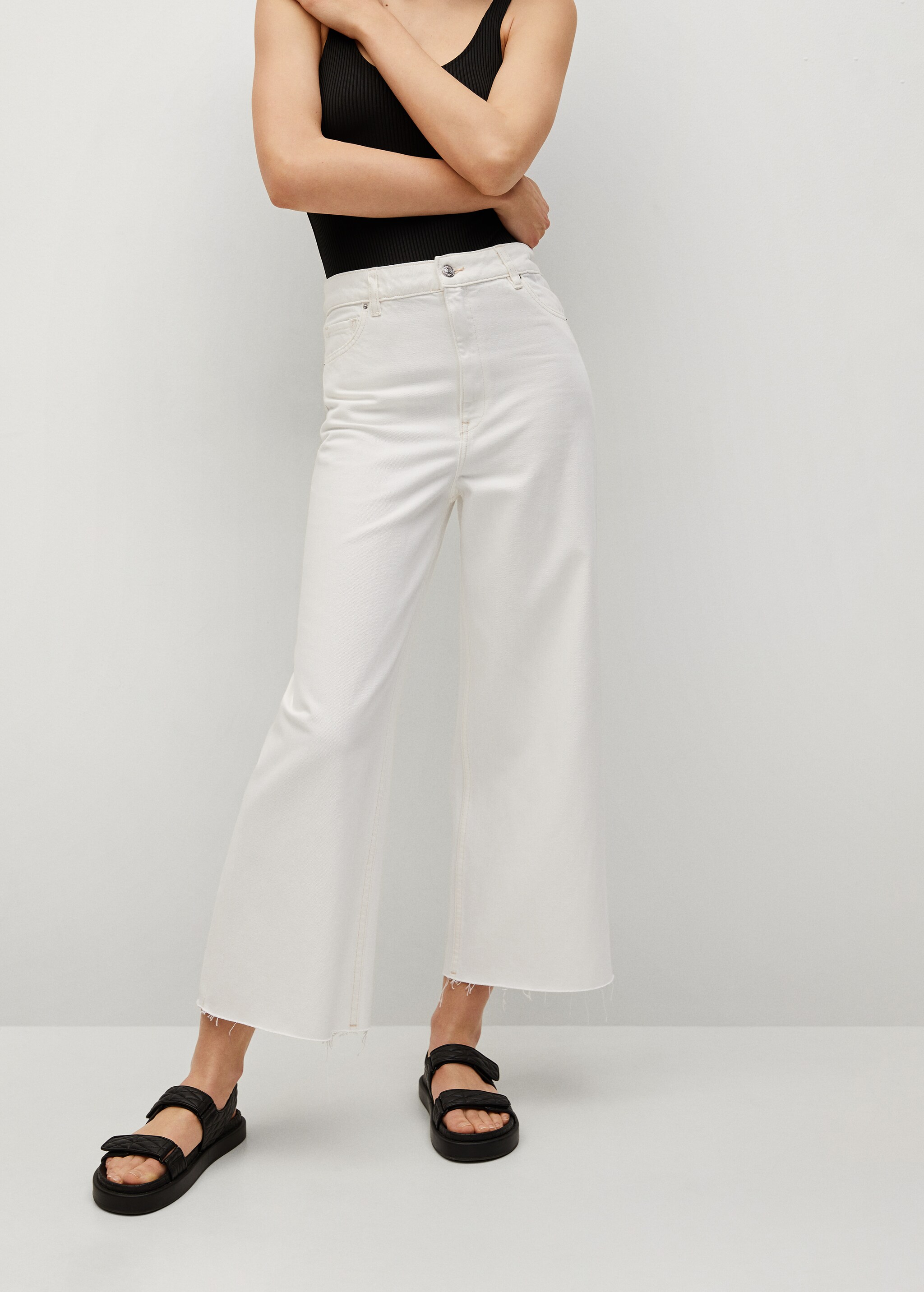 Jupe-culotte jean taille haute - Plan moyen