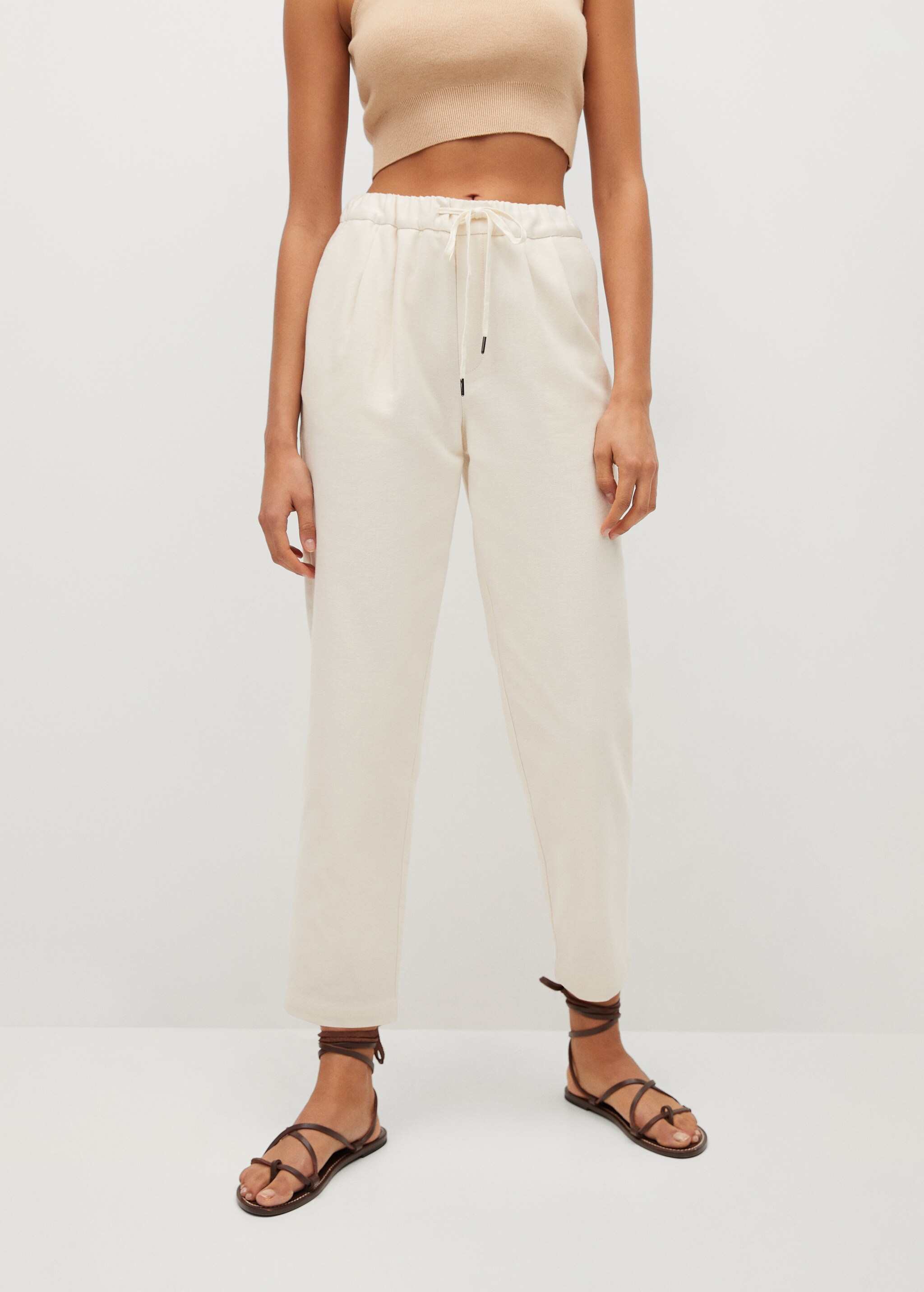 Elastic waist cotton pants - Medium plane