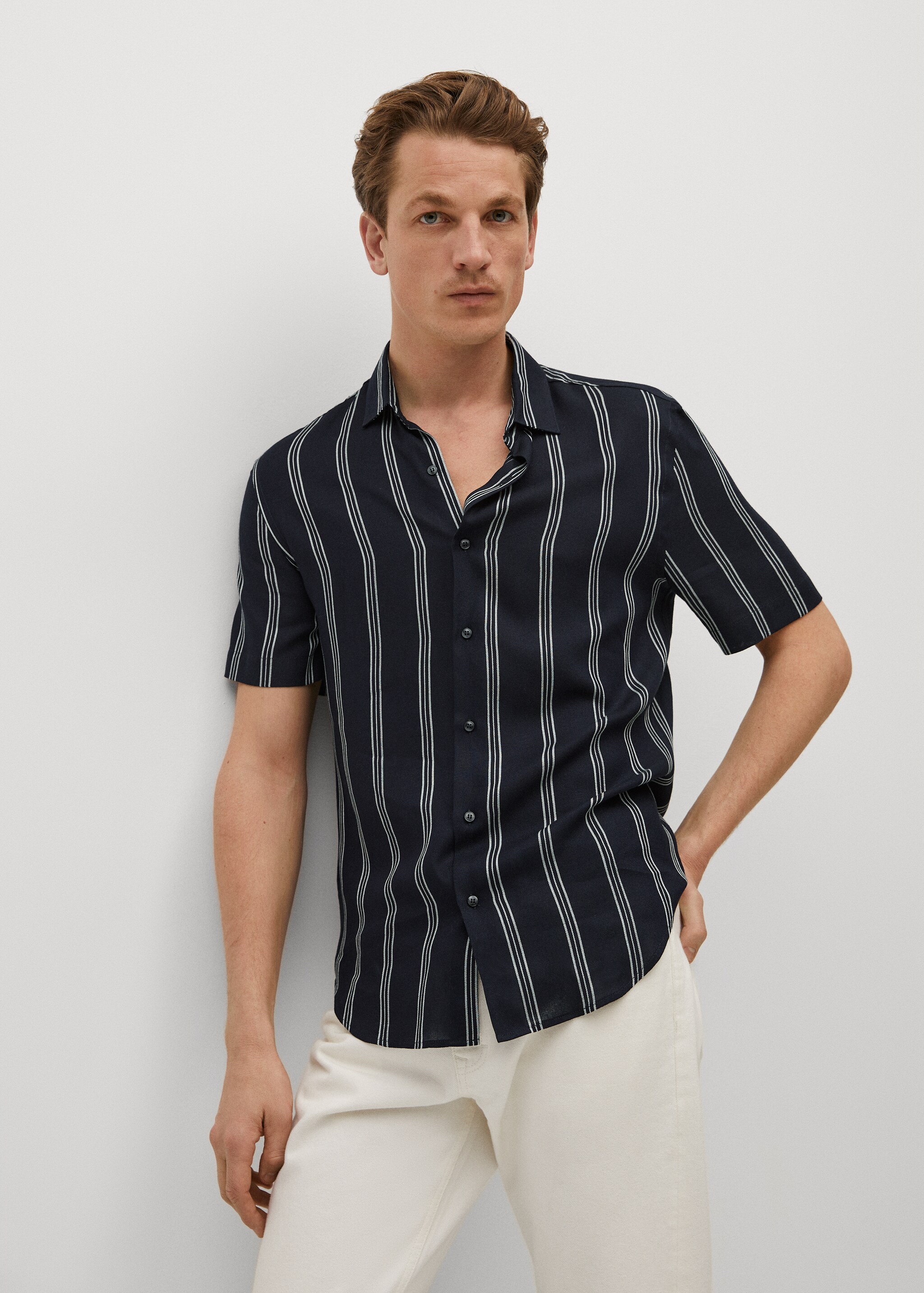 Camisa regular fit fluida rayas - Plano medio