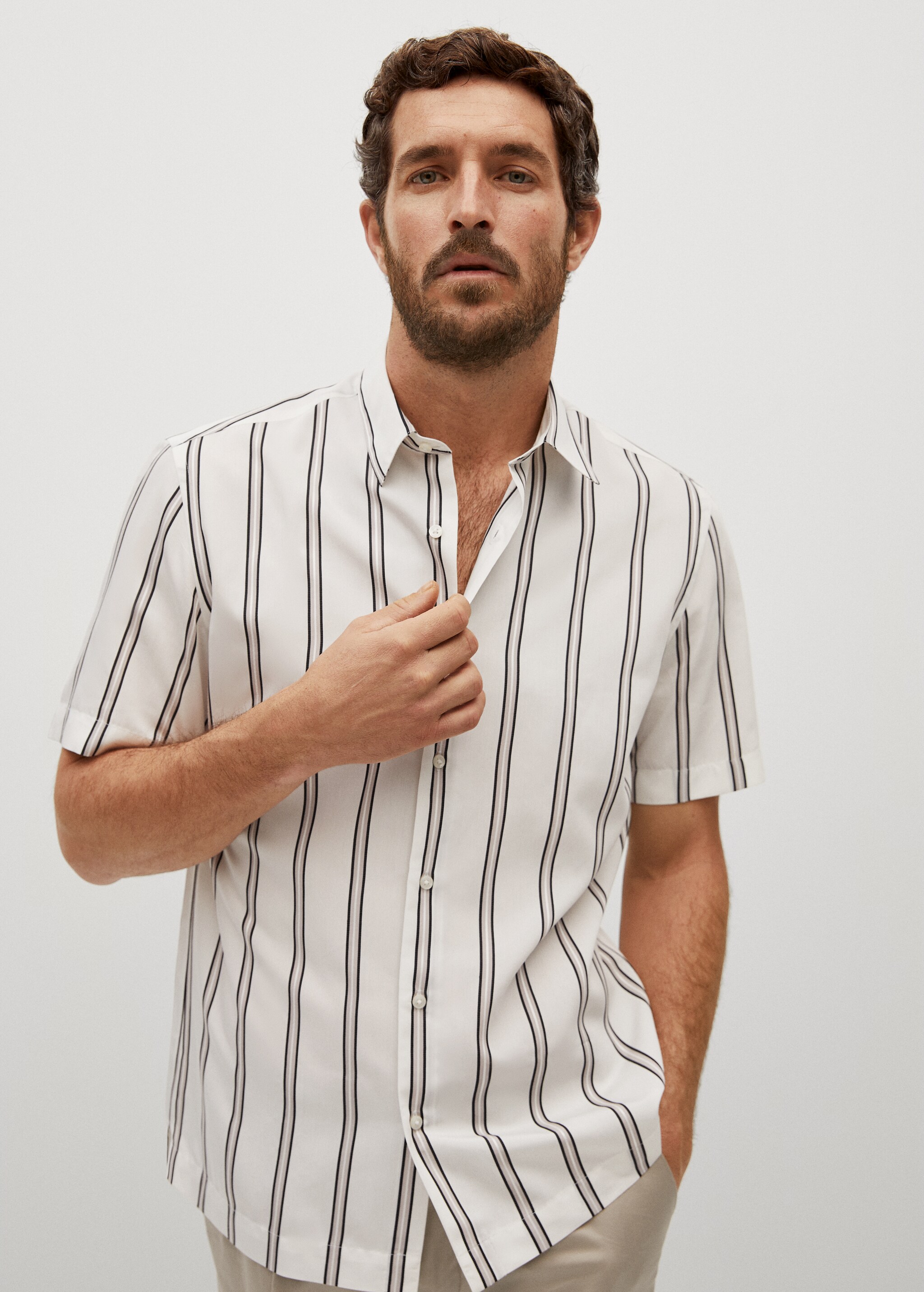 Camisa regular fit fluida rayas - Plano medio