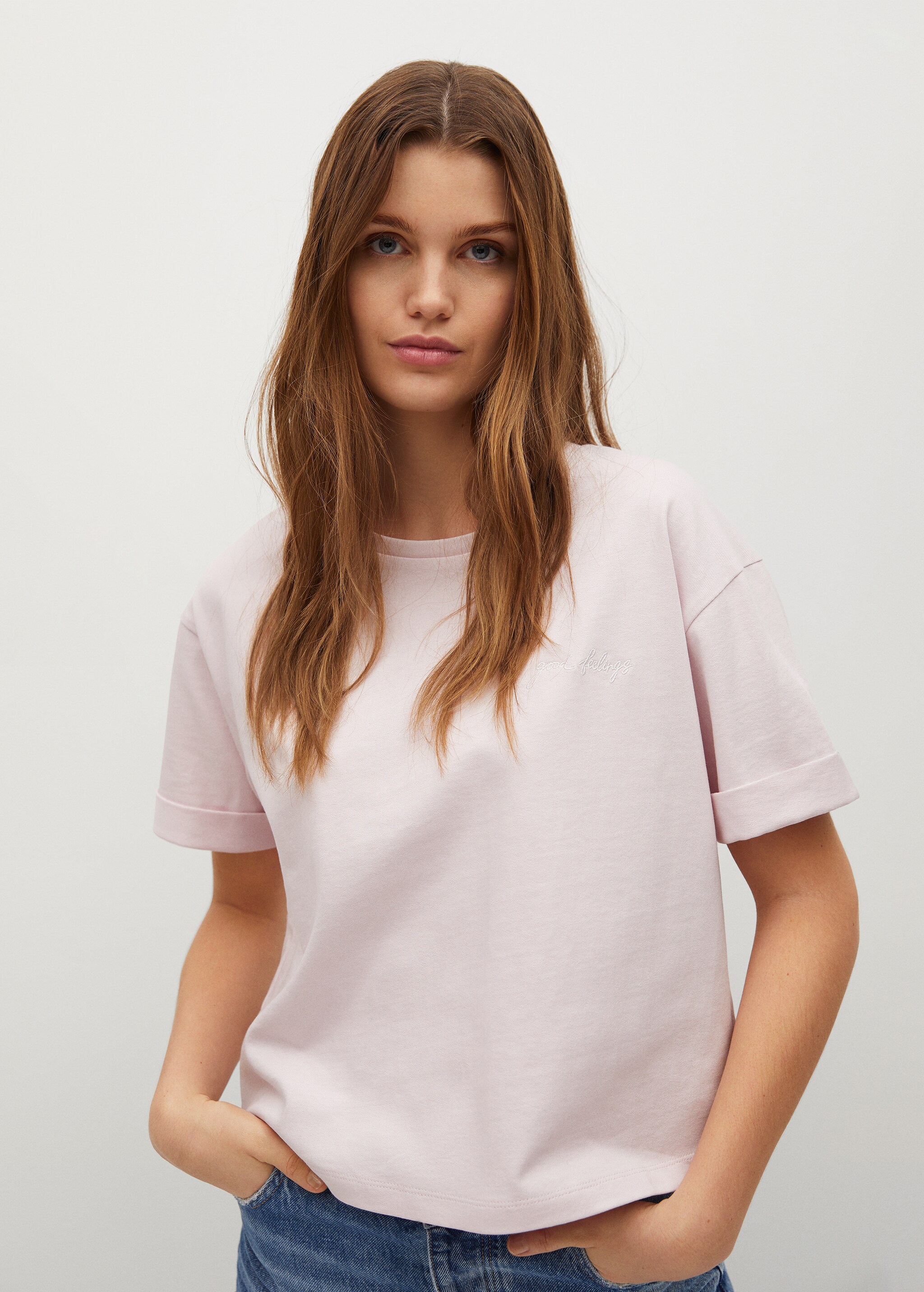 Bedrucktes Baumwoll-T-Shirt - Mittlere Ansicht