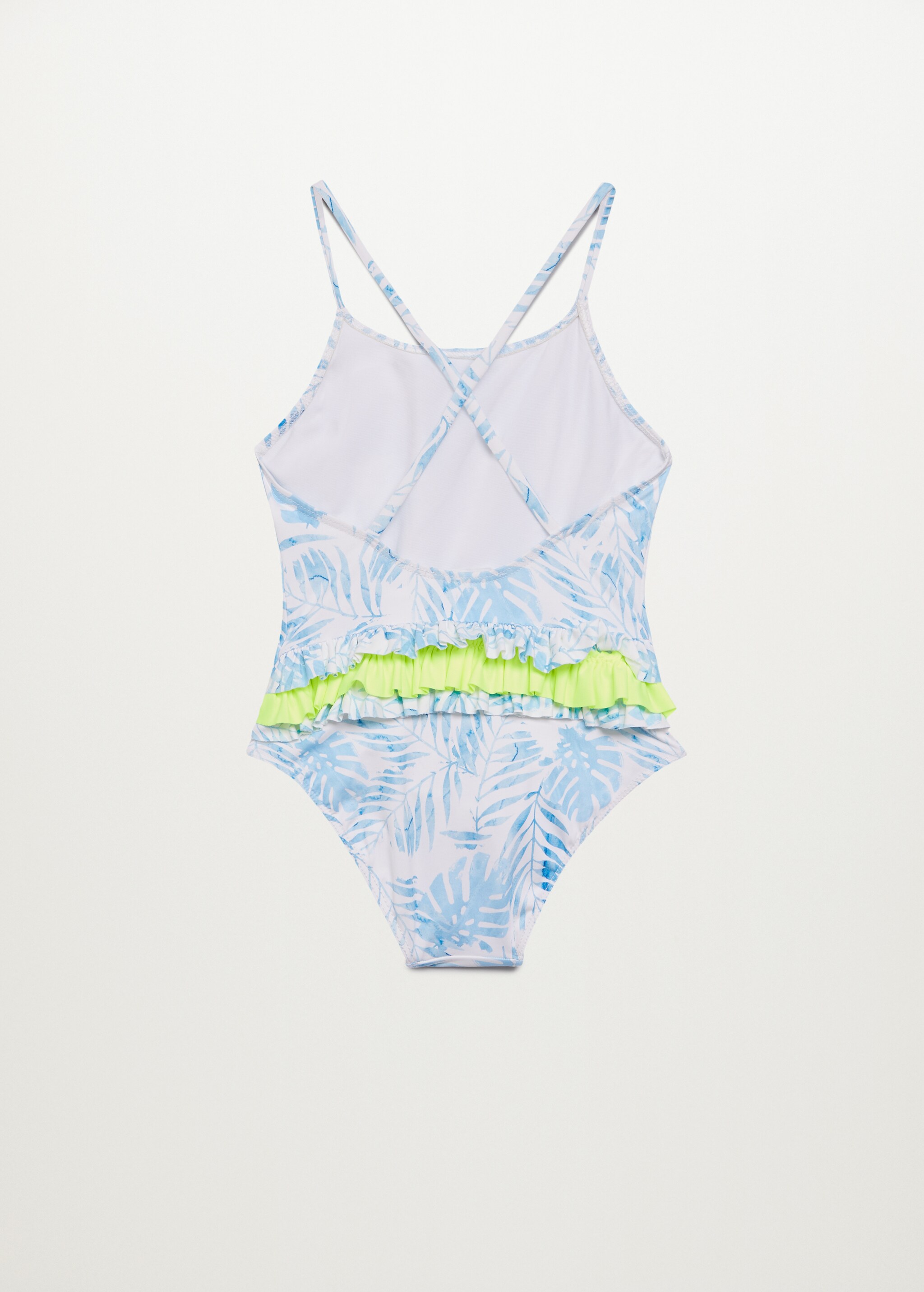 Tropical-print swimsuit with ruffles - Reverse of the article
