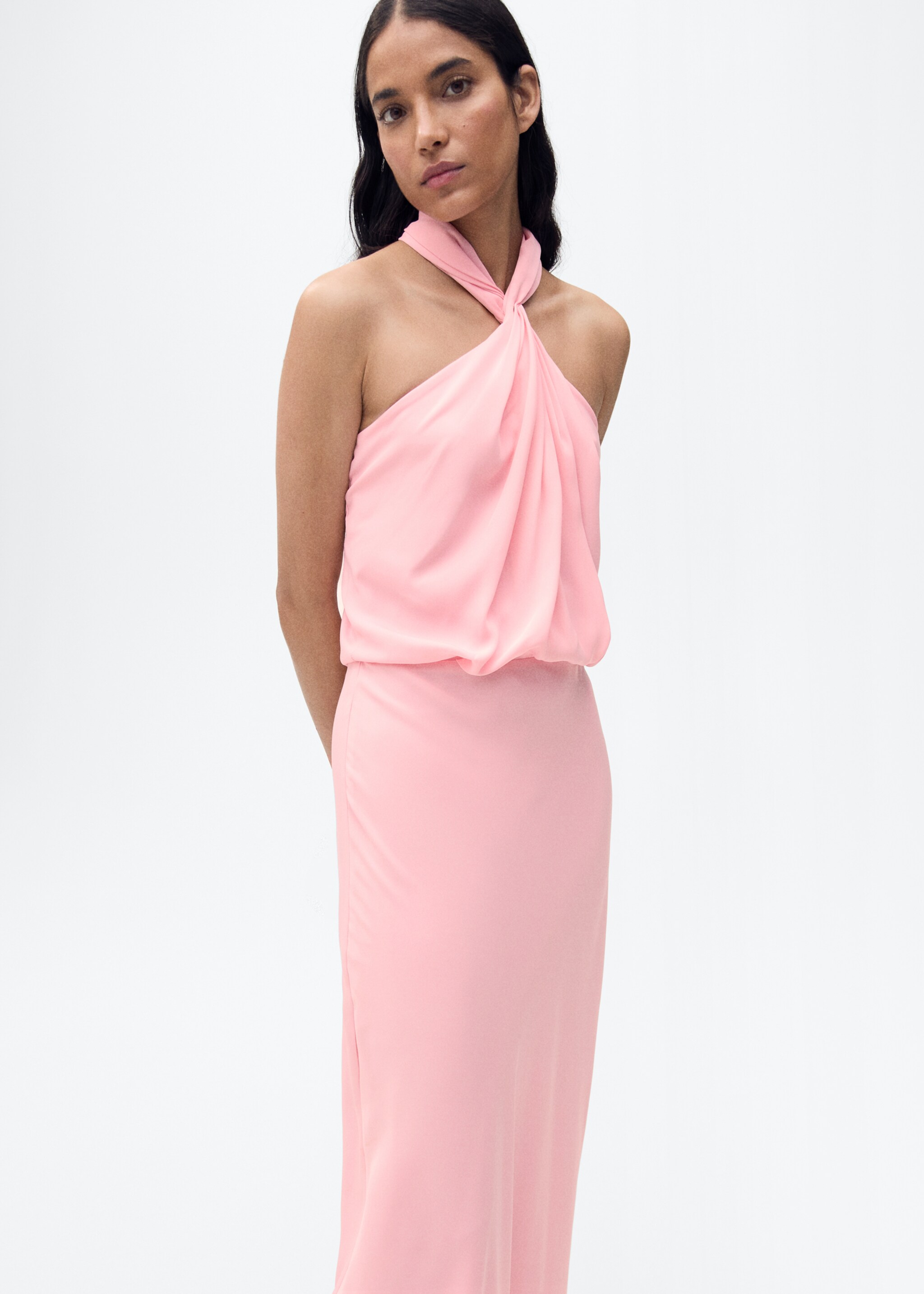 Halter dress with back opening - Medium plane, Pink. Ref: 87015732-00.