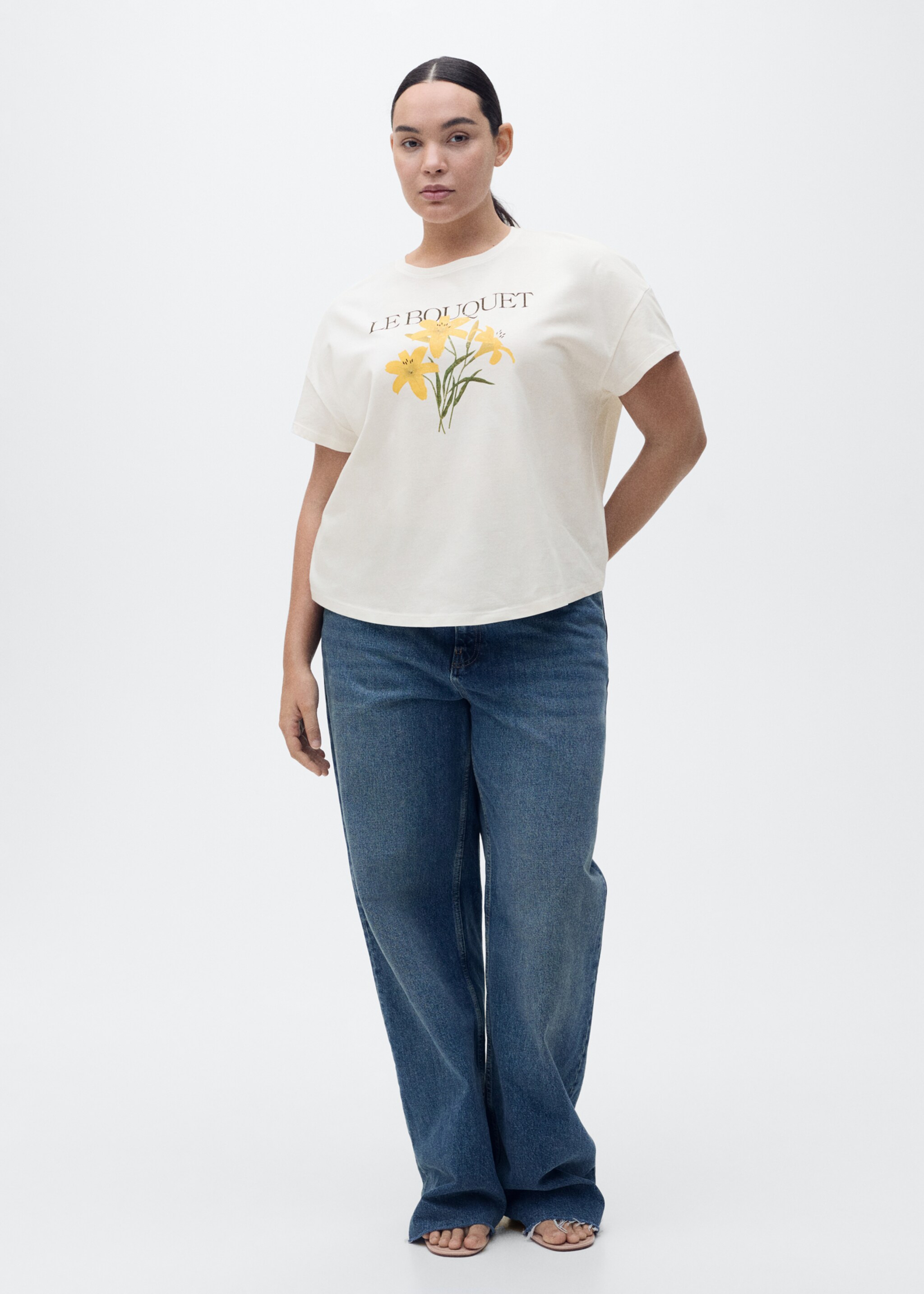 Cotton t-shirt with printed message - Details of the article 3, Off White. Ref: 87015746-00.