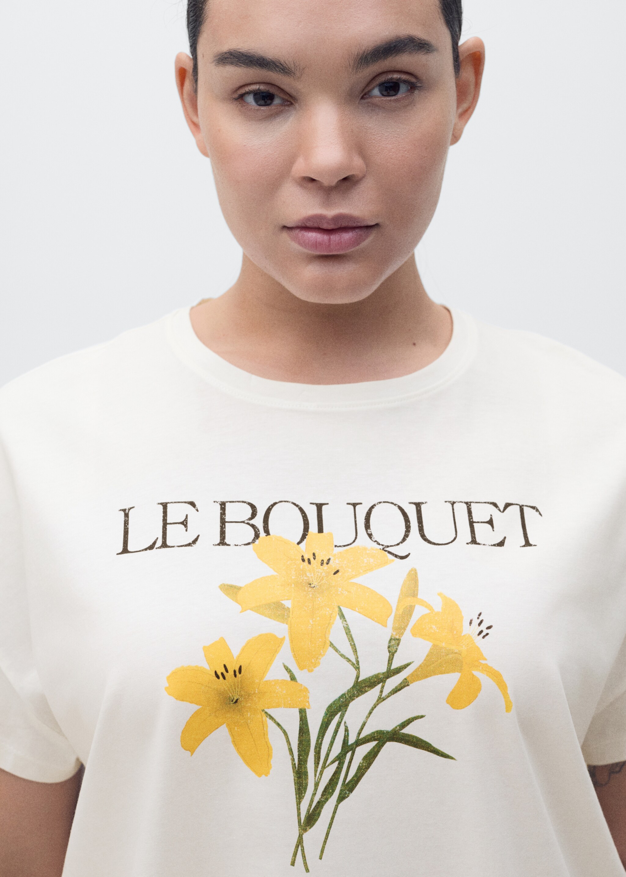 Cotton t-shirt with printed message - Details of the article 4, Off White. Ref: 87015746-00.