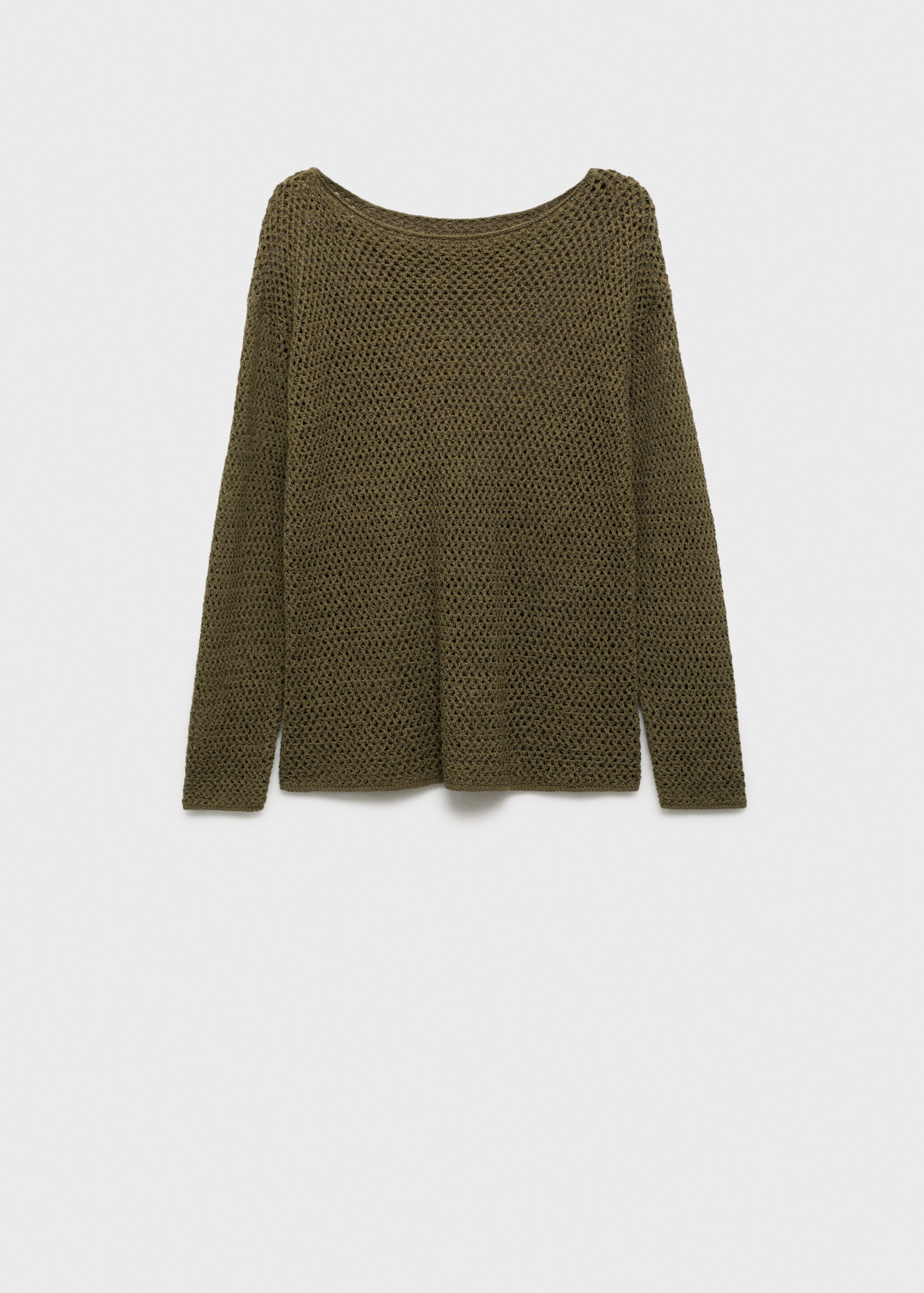 Pullover mit U-Boot-Ausschnitt und Lochstrickmuster - Artikel ohne Model, Khaki. Ref: 87015754-00.