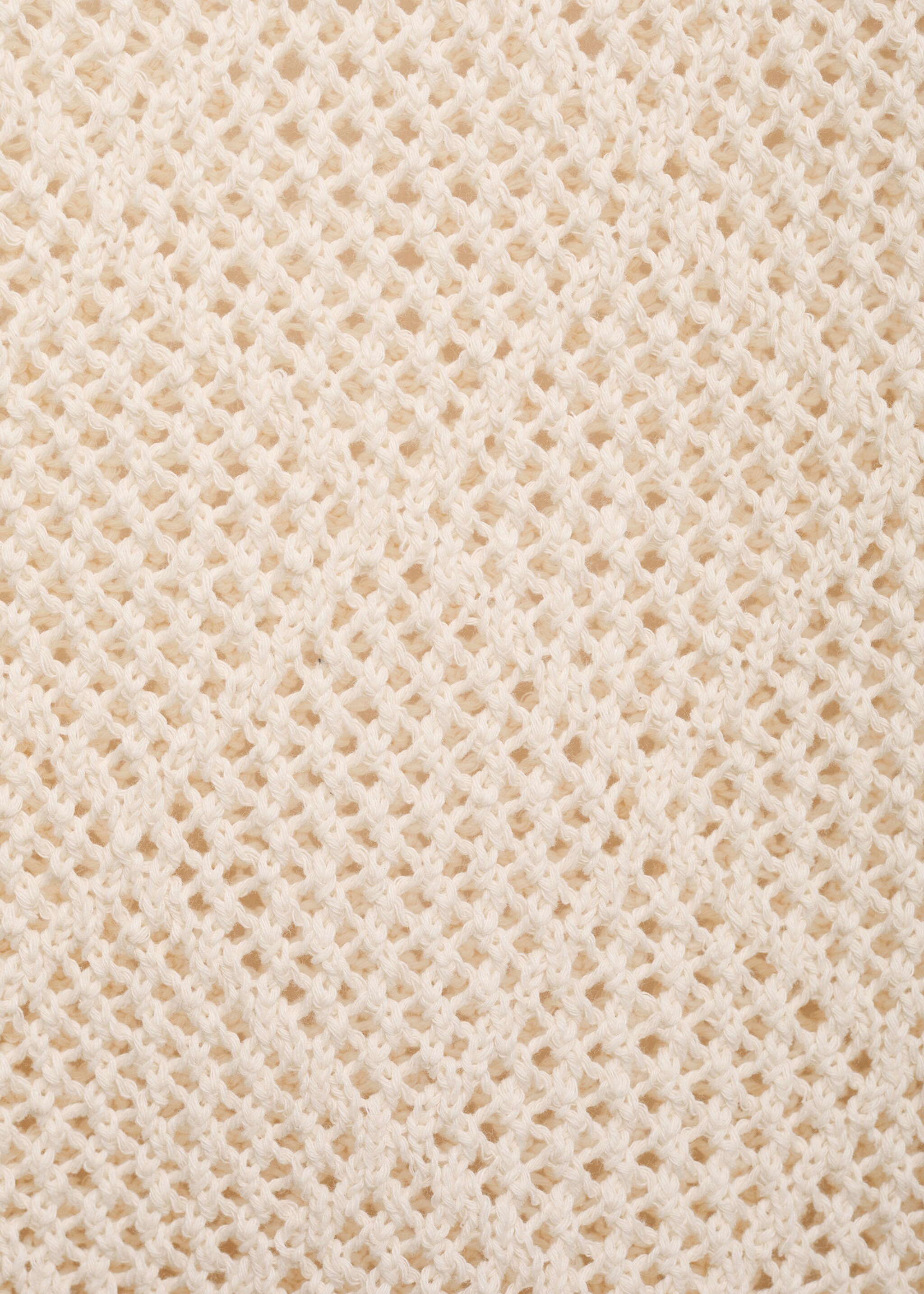Openwork knitted cotton sweater - Details of the article 8, Ecru. Ref: 87015755-00.