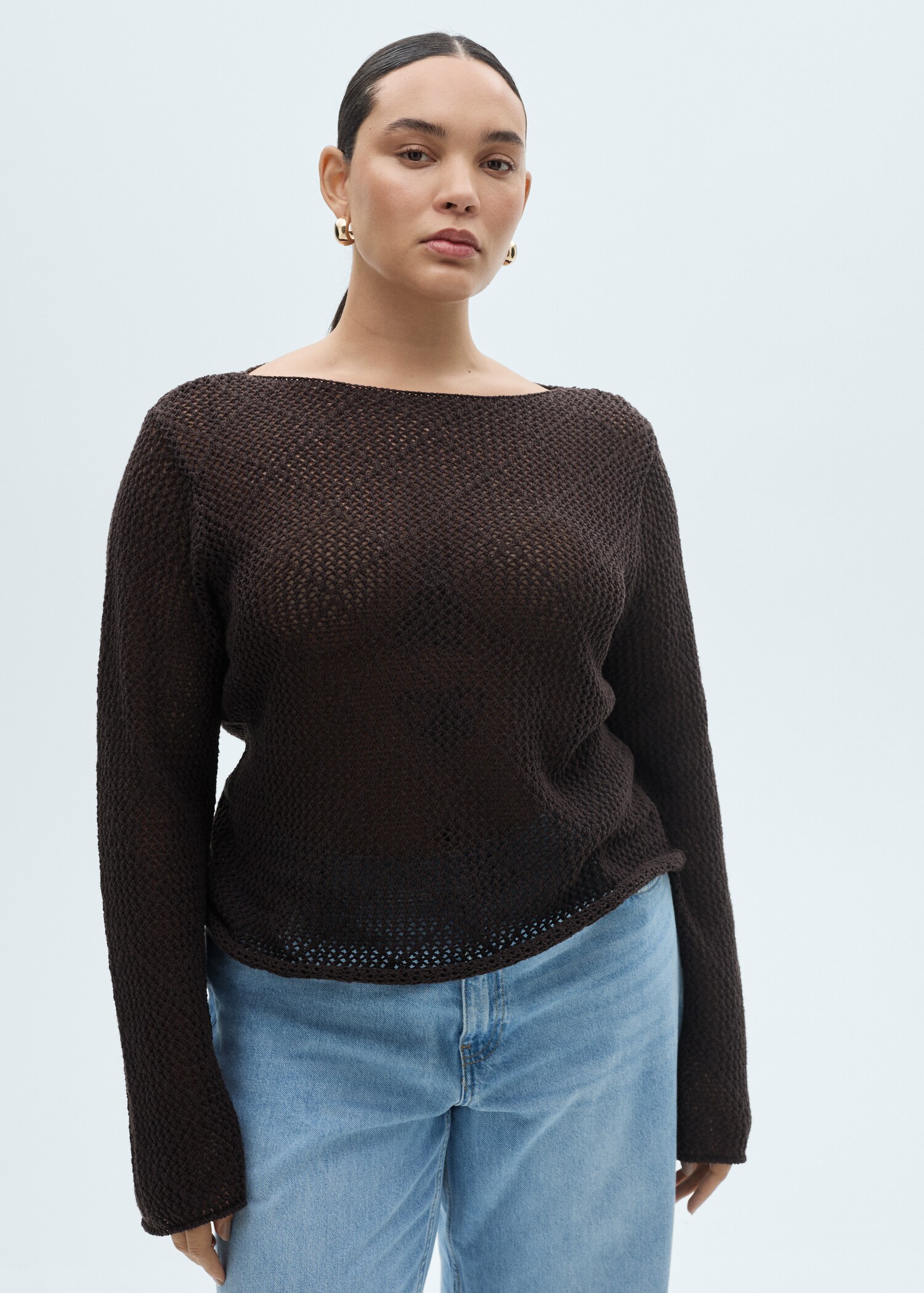 Openwork knitted cotton sweater - Details of the article 5