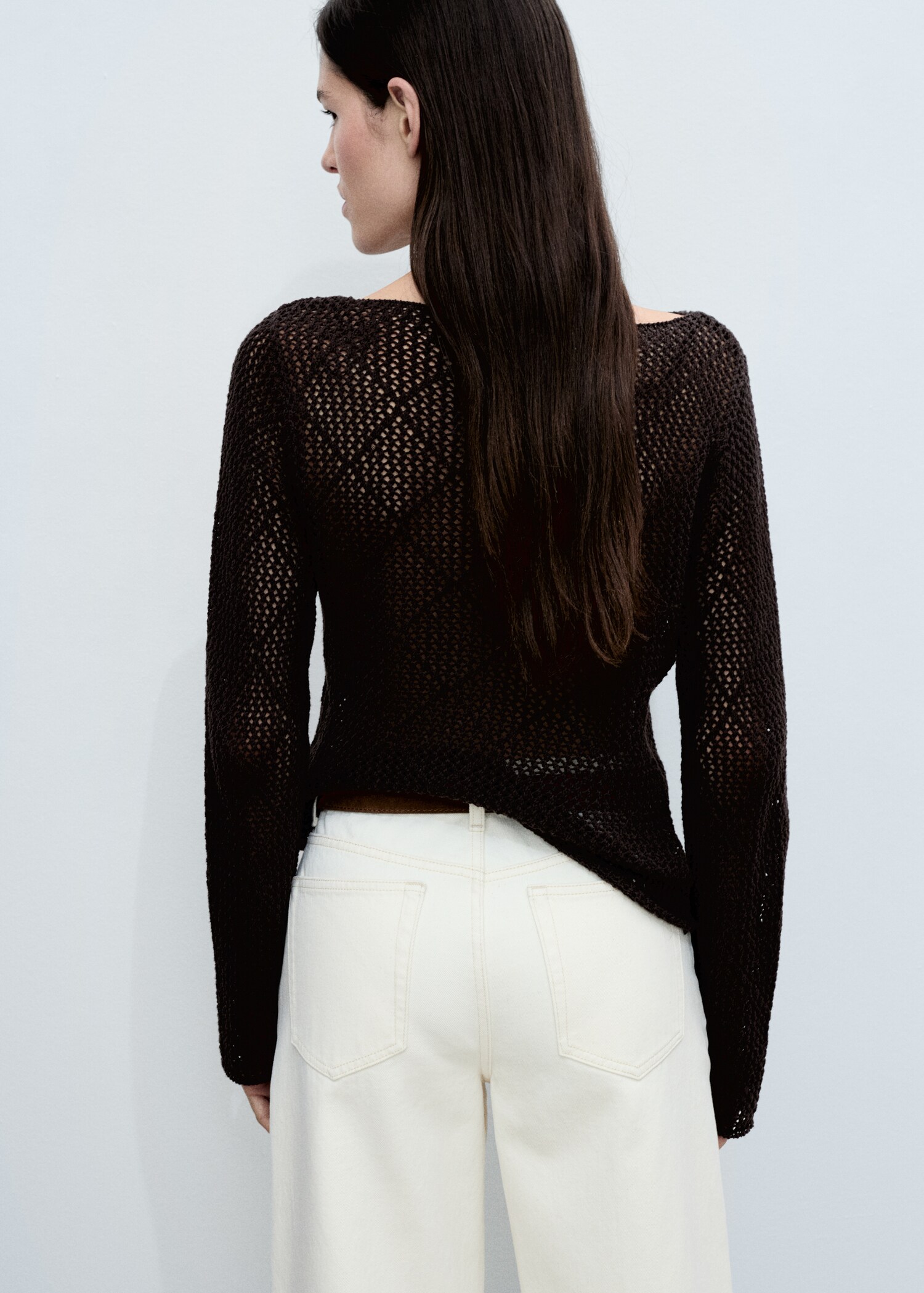 Openwork knitted cotton sweater - Reverse of the article
