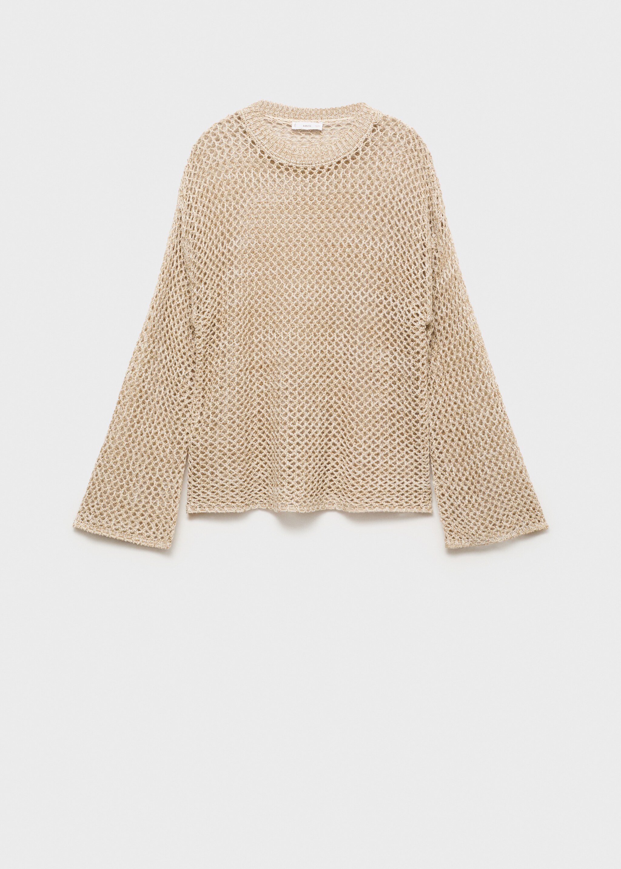 Openwork knit sweater - Article without model, Beige. Ref: 87015757-00.