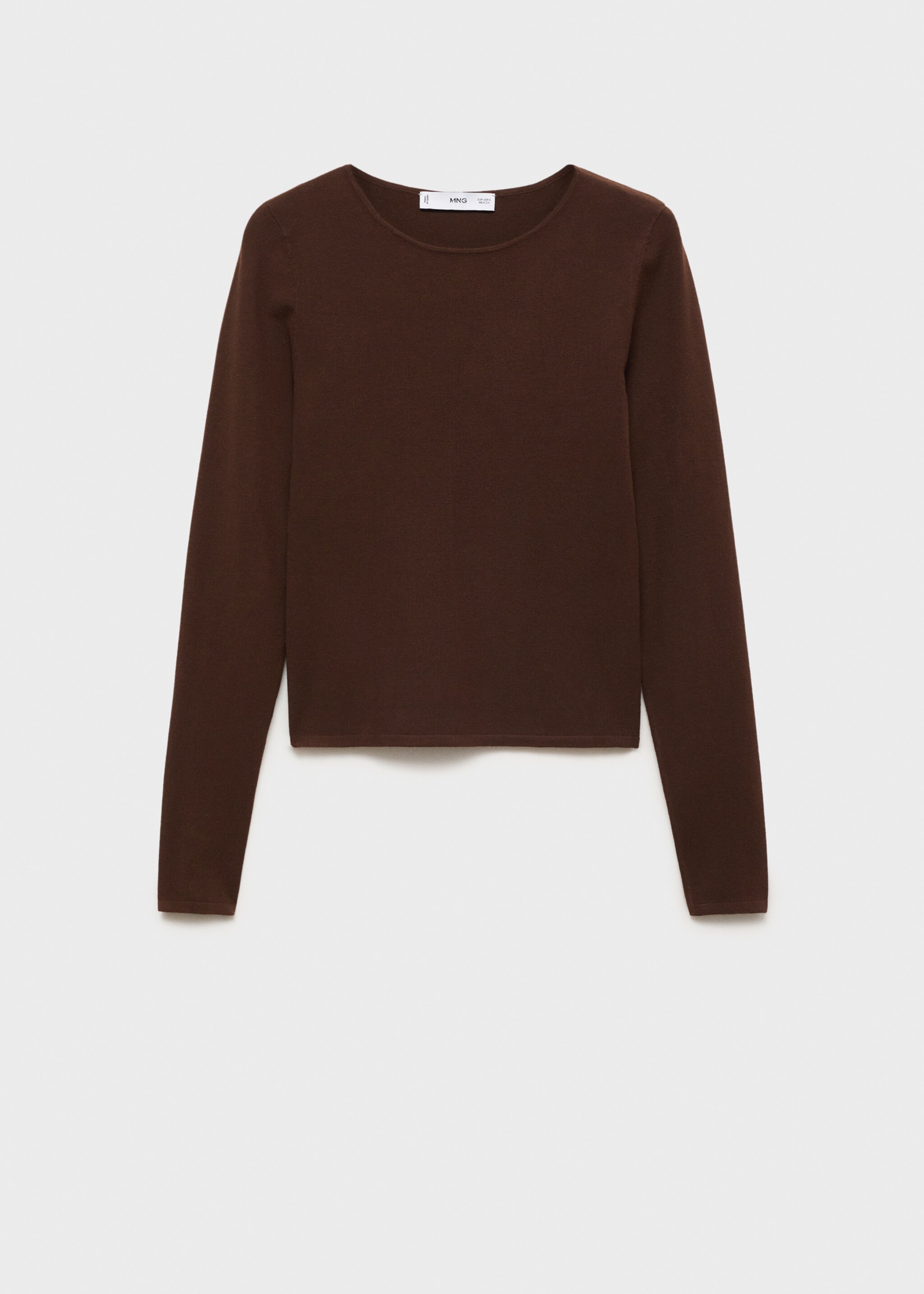 Fine-knit fitted sweater - Article without model, Chocolate. Ref: 87015759-00.