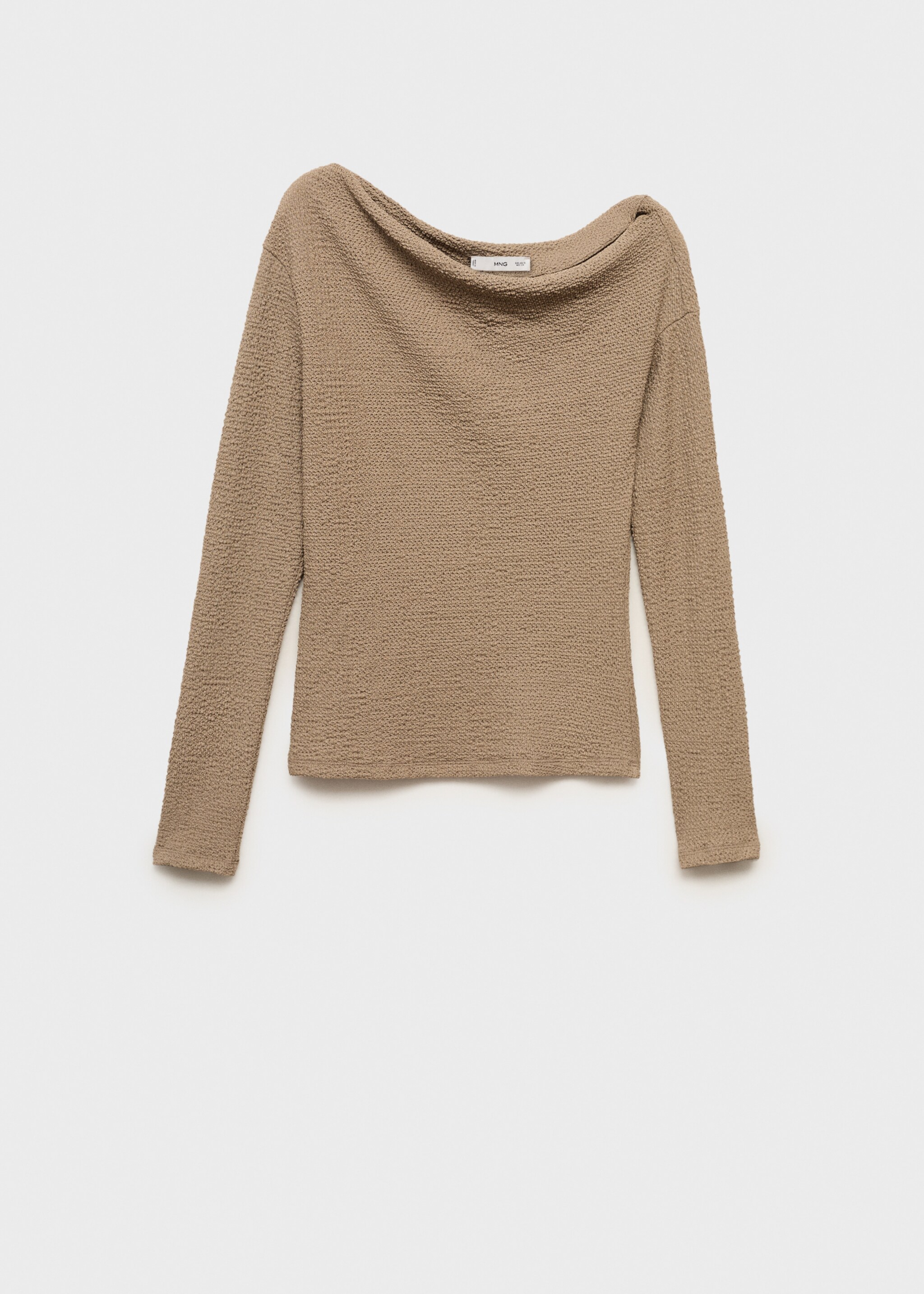 T-shirt col asymétrique texturé - Article sans modèle, Olive. Ref: 87015767-00.