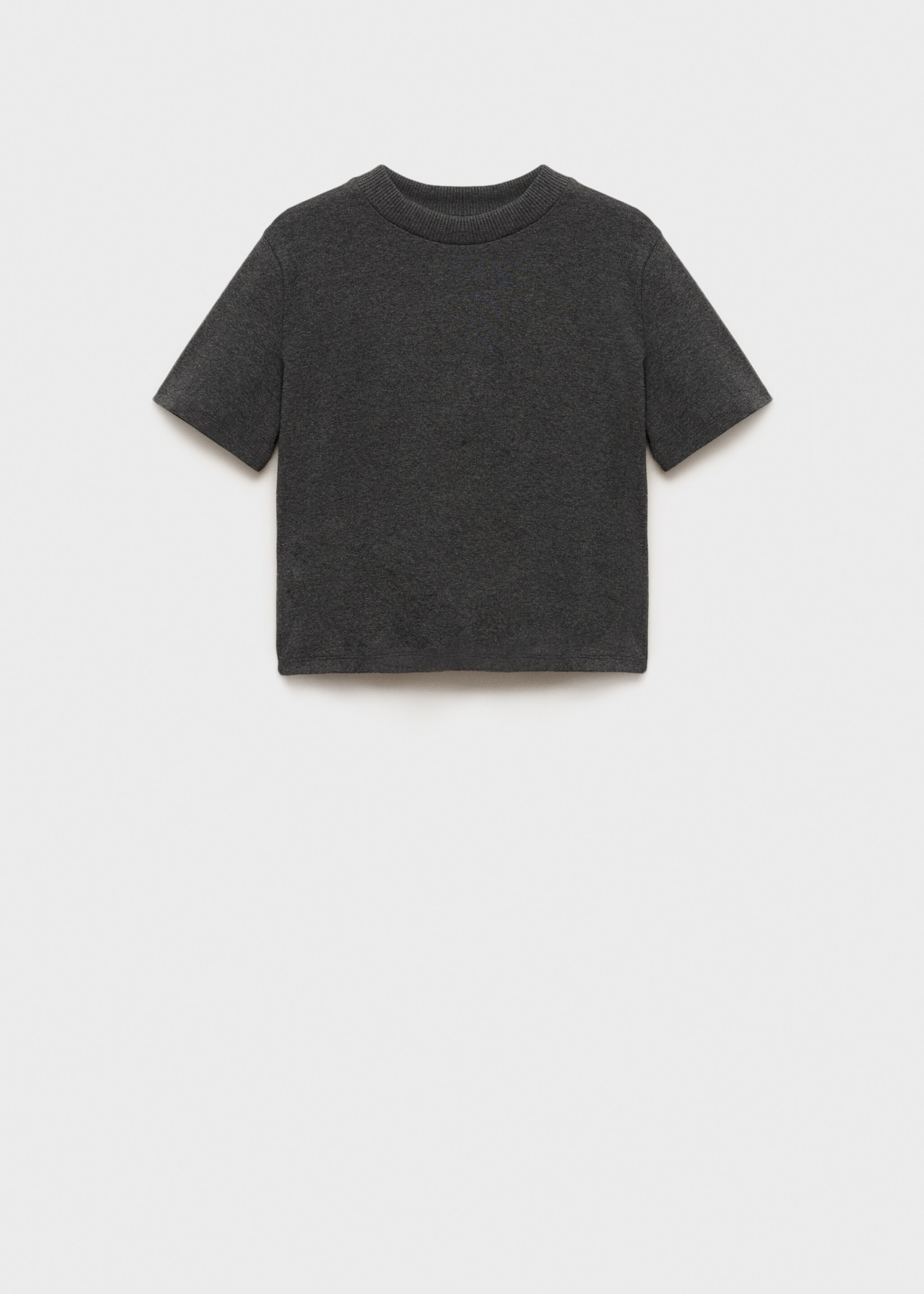 Short-sleeved cotton-blend t-shirt - Article without model, Dark Heather Grey. Ref: 87015769-00.