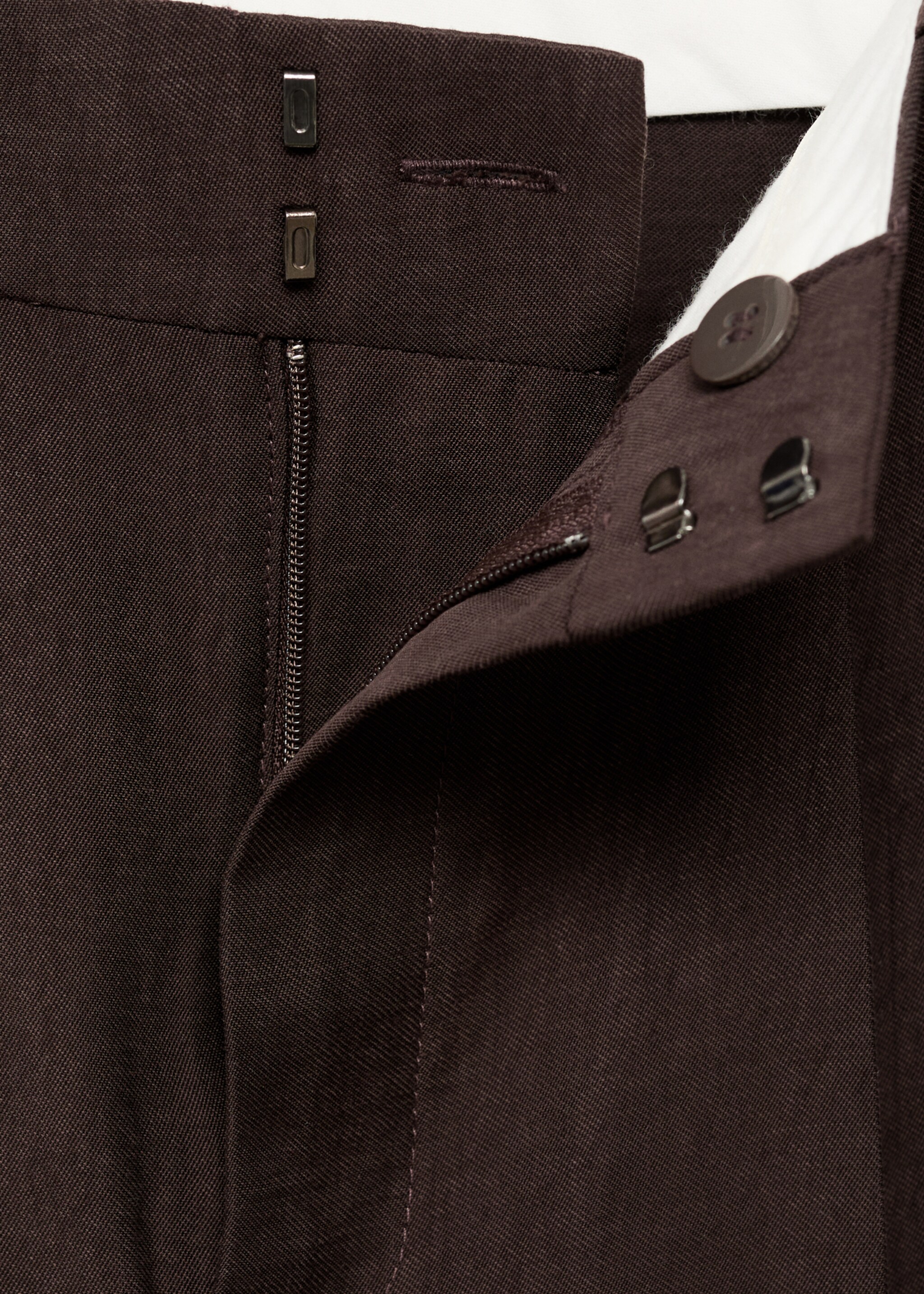Straight lyocell suit trousers - Details of the article 8, Brown. Ref: 87015770-00.