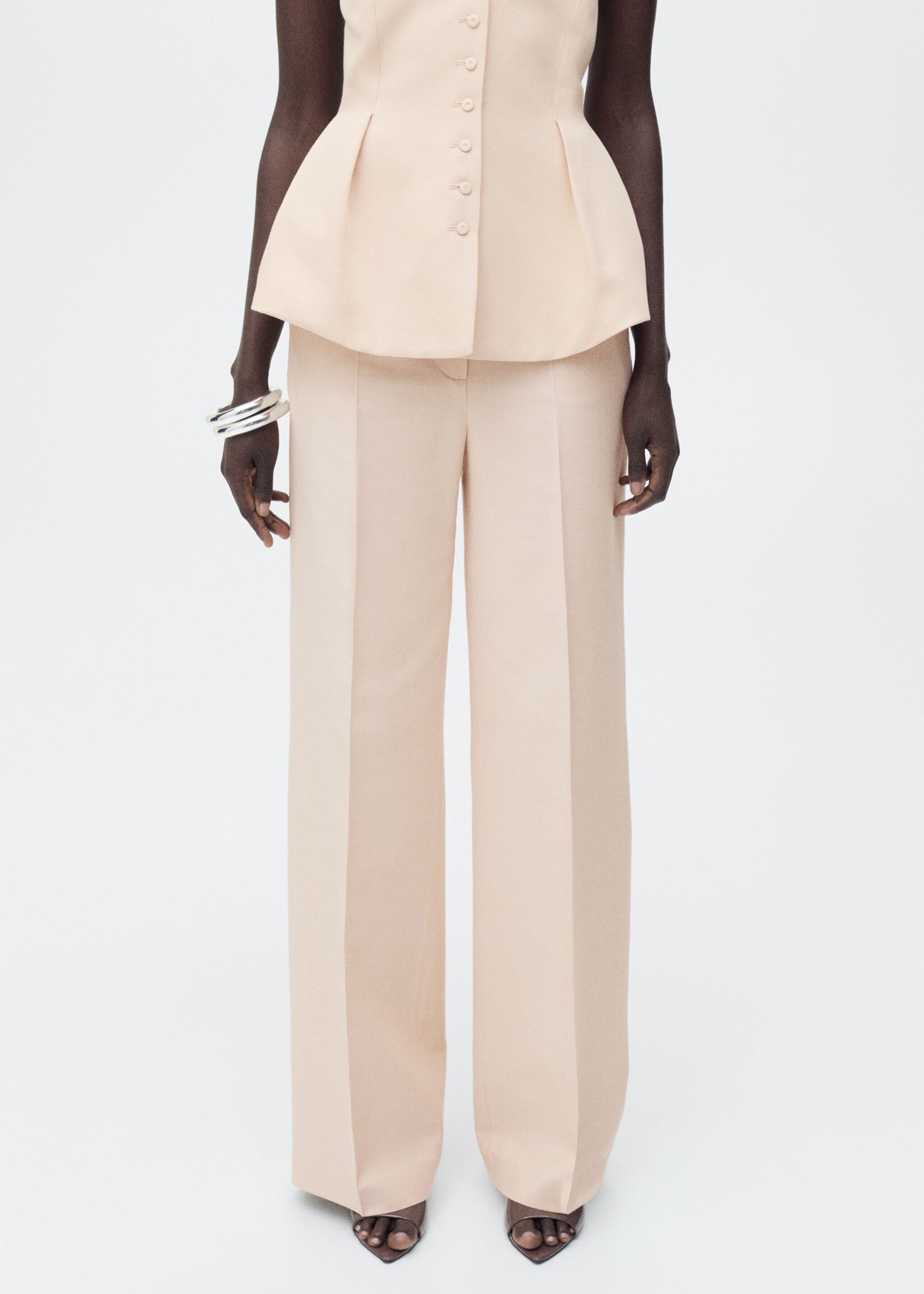 Rovné kalhoty k obleku - Detail zboží 1, Nude. Ref: 87015771-00.