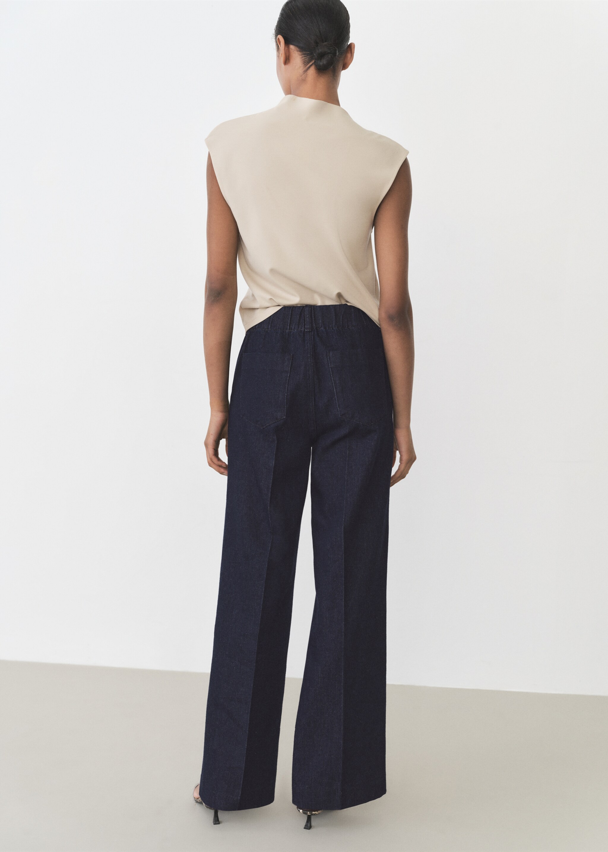 Wide leg denim trousers - Reverse of the article, Open Blue. Ref: 87015773-00.