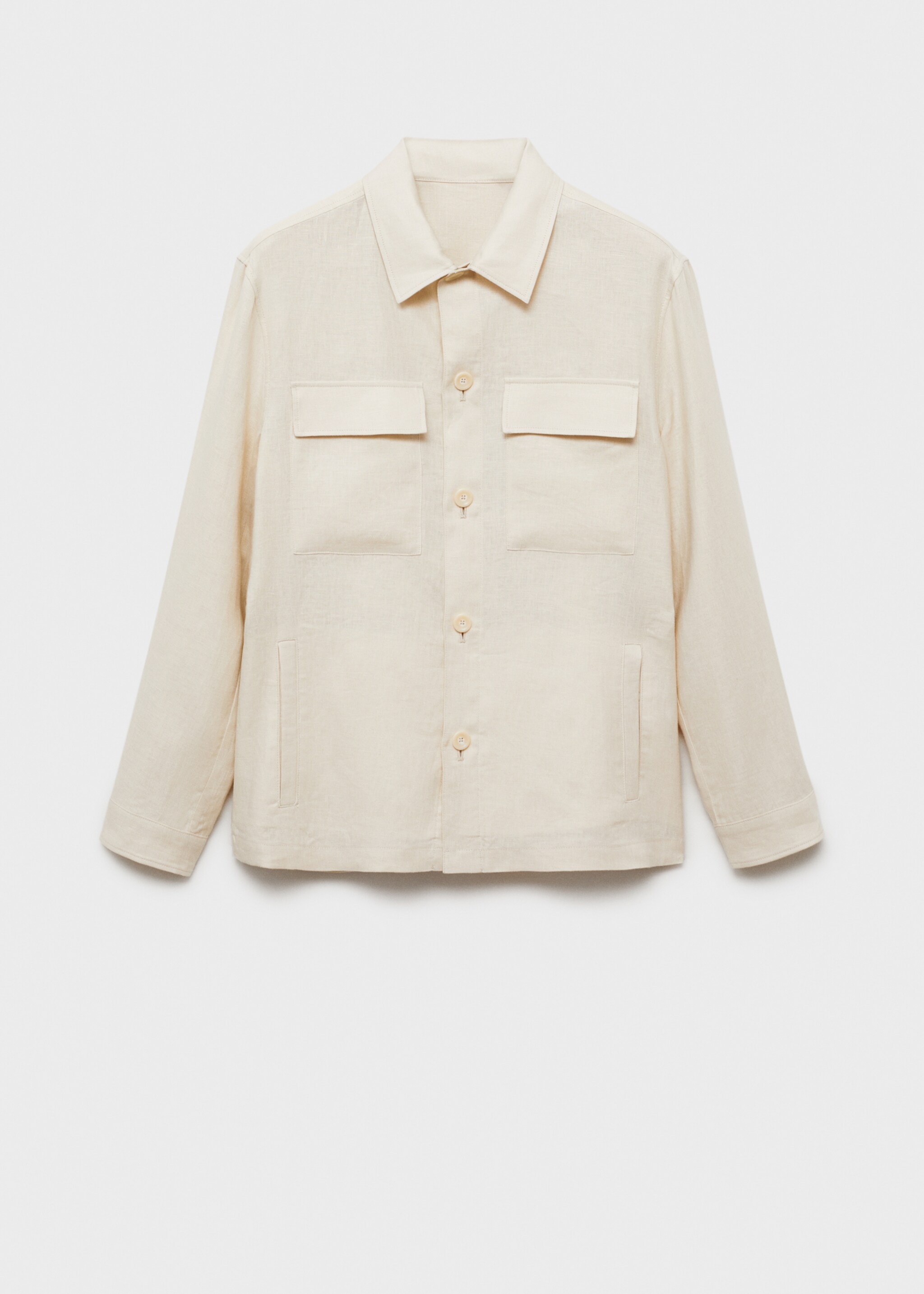 100% linen overshirt with pockets - Article without model, Ivory White. Ref: 87015922-00.