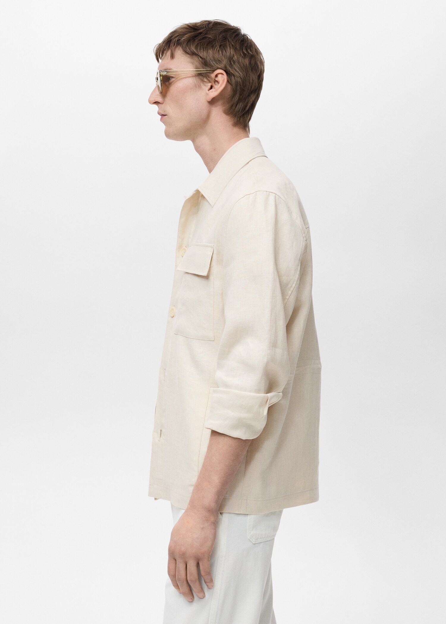 100% linen overshirt with pockets - Details of the article 2