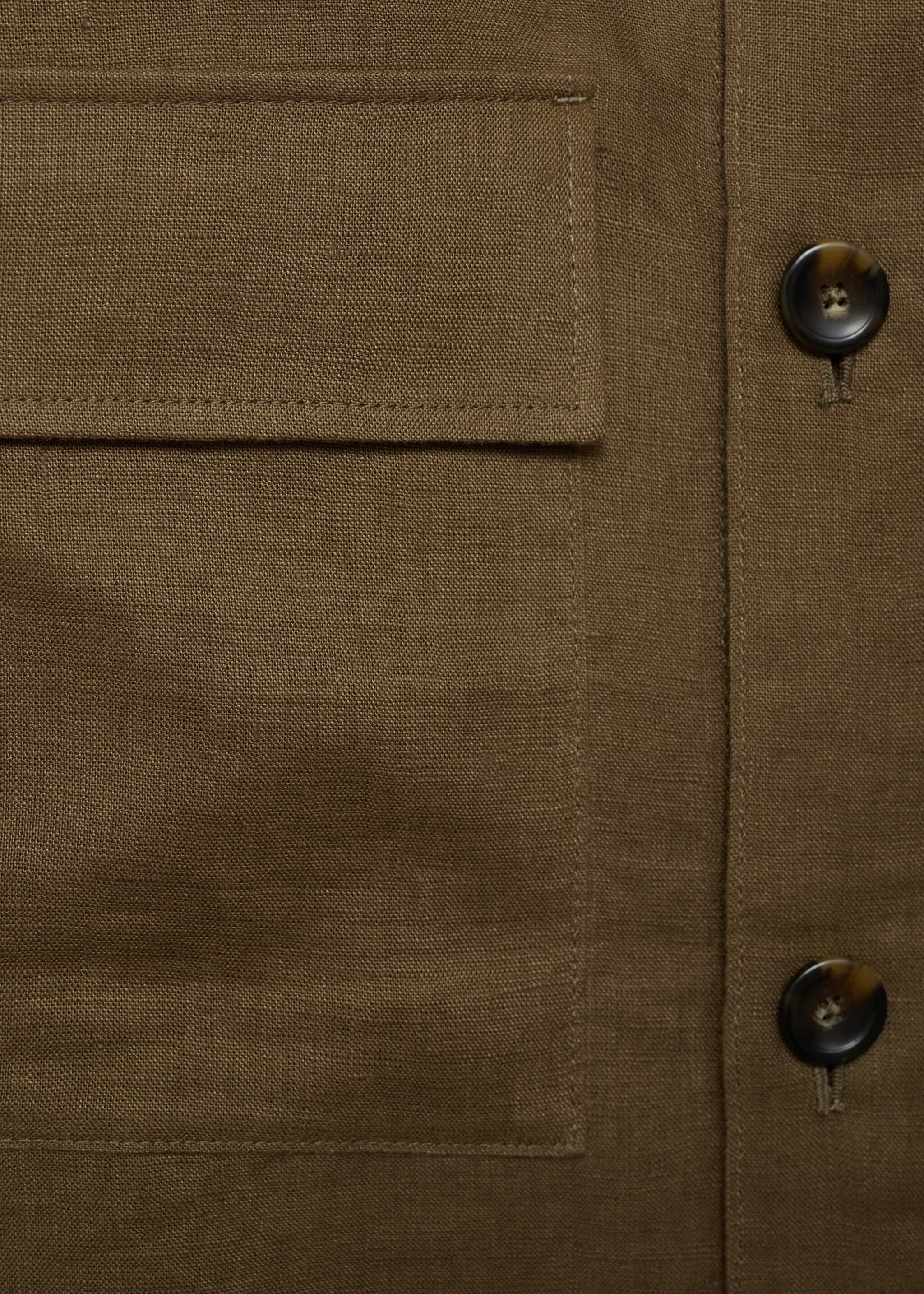100% linen overshirt with pockets - Details of the article 0, Khaki. Ref: 87015922-00.