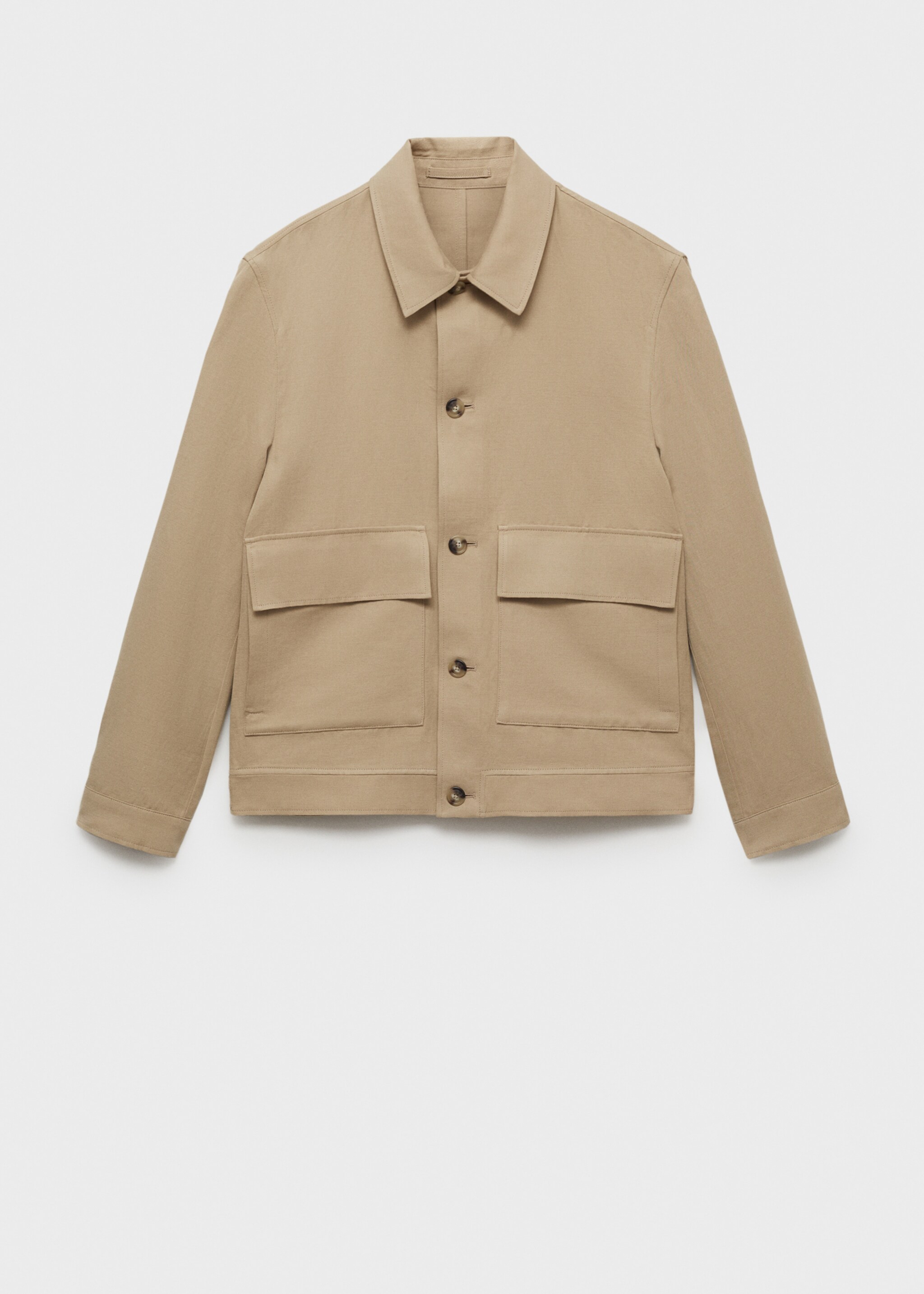 Linen-blend jacket with pockets - Article without model, Beige. Ref: 87015923-00.