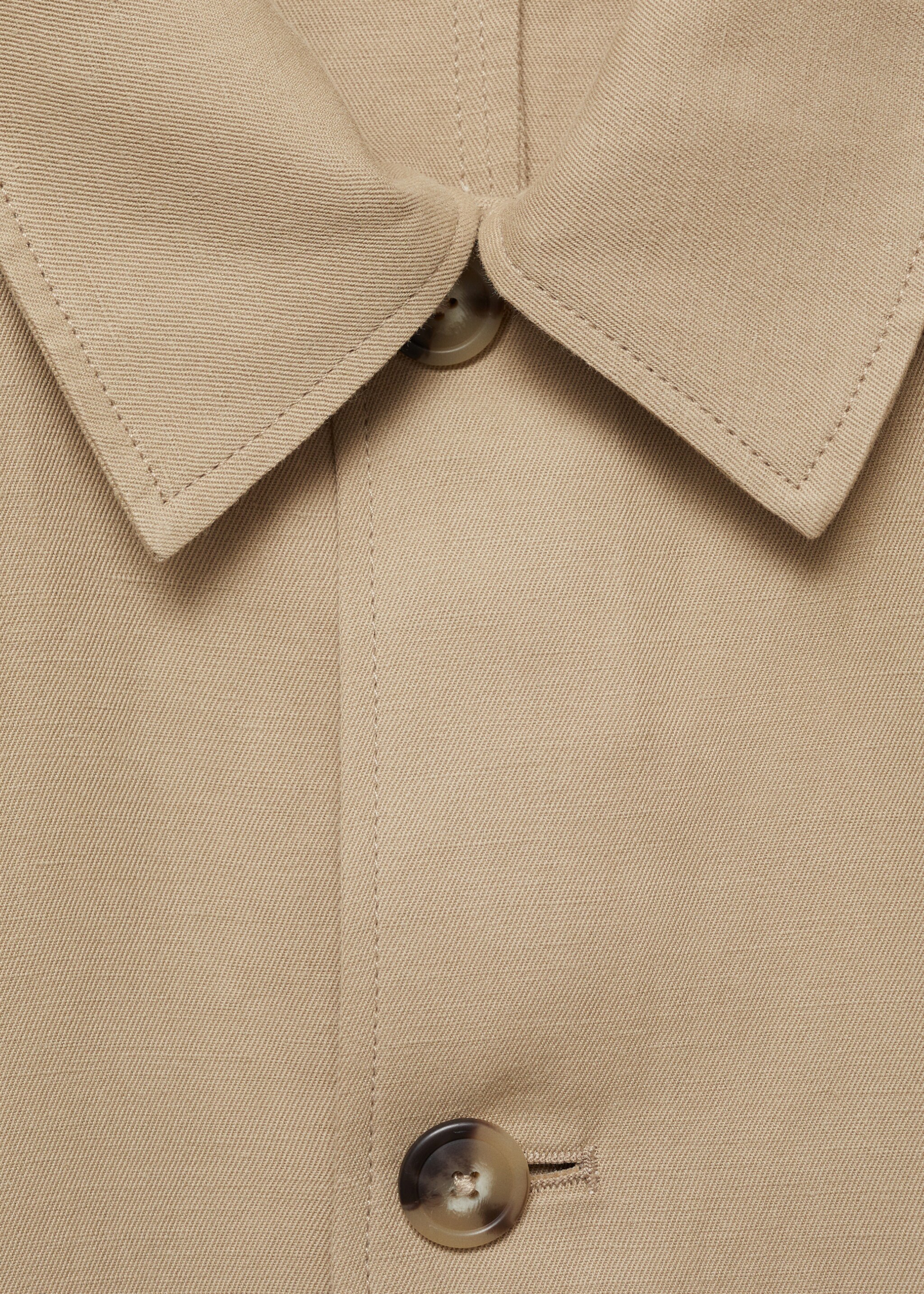Linen-blend jacket with pockets - Details of the article 8, Beige. Ref: 87015923-00.