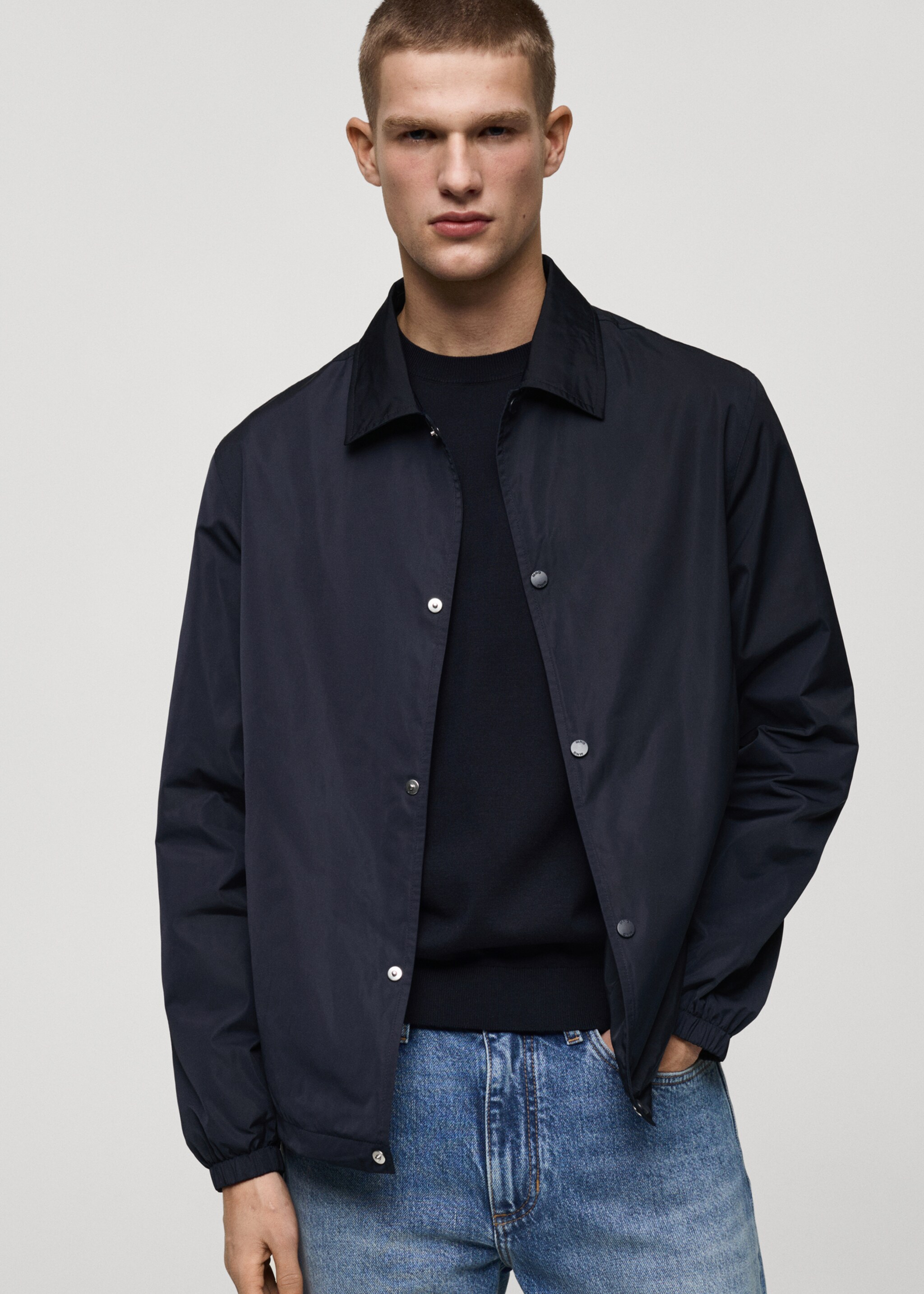 Regular-fit technical fabric jacket - Medium plane, Dark Navy. Ref: 87015926-00.