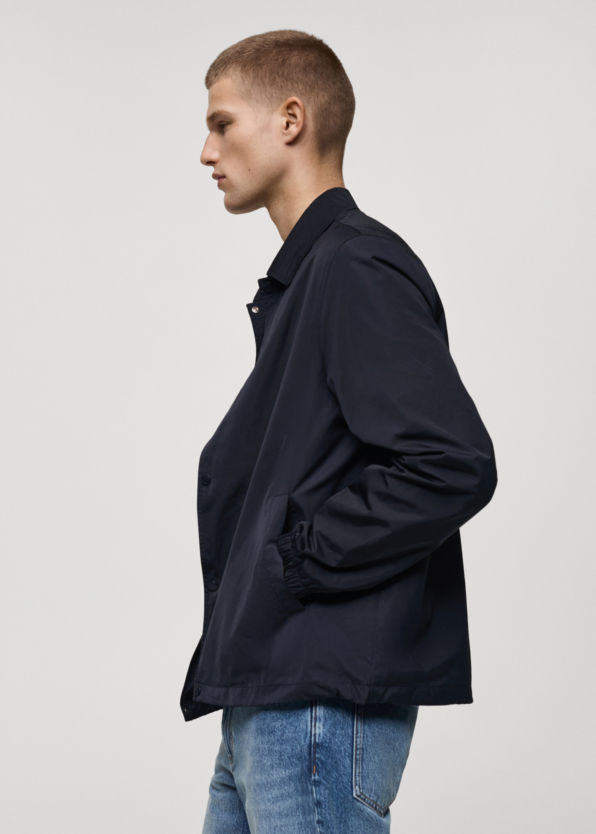 Regular-fit technical fabric jacket - Details of the article 2, Dark Navy. Ref: 87015926-00.