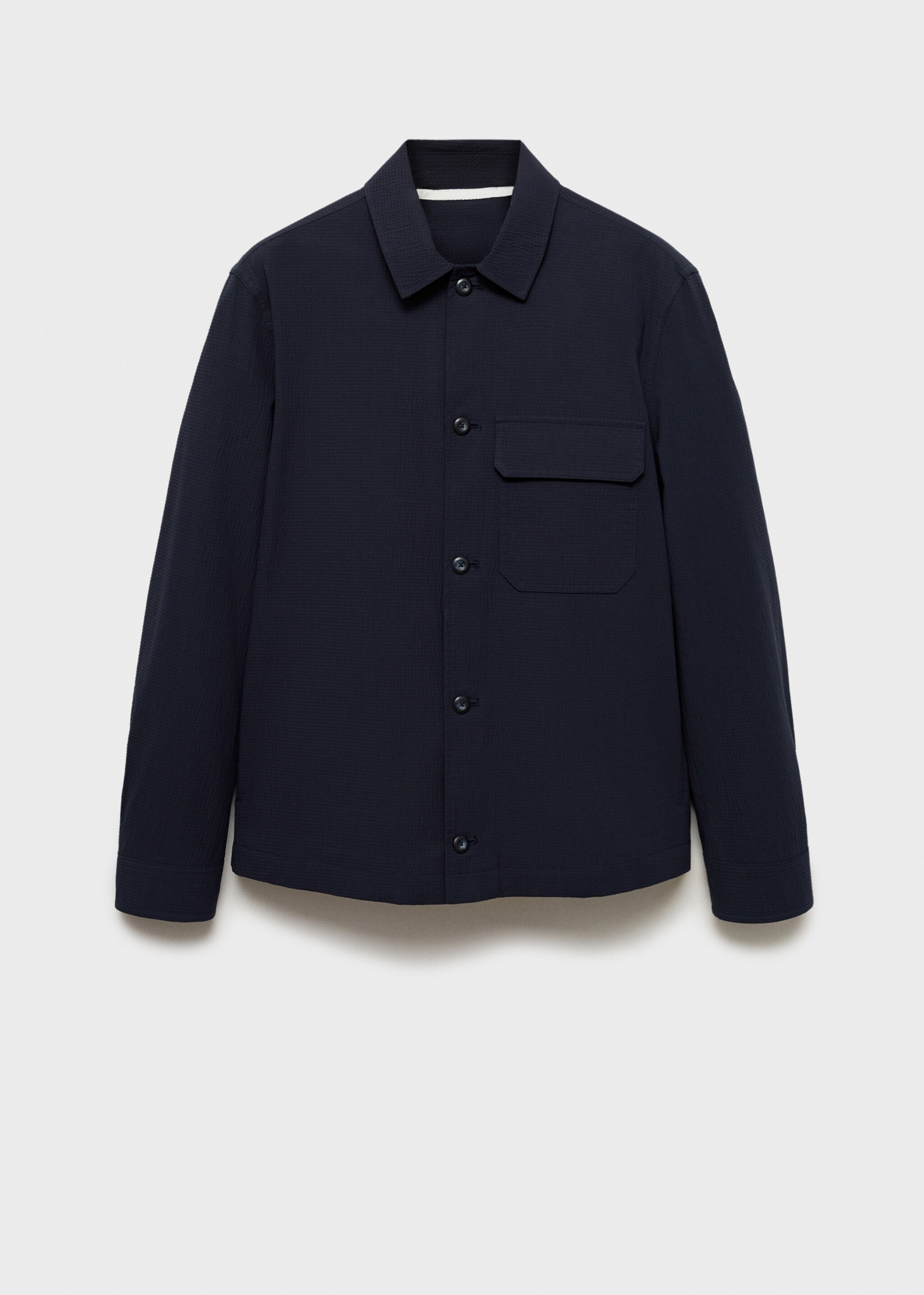 Cotton seersucker jacket - Article without model, Dark Navy. Ref: 87015927-00.