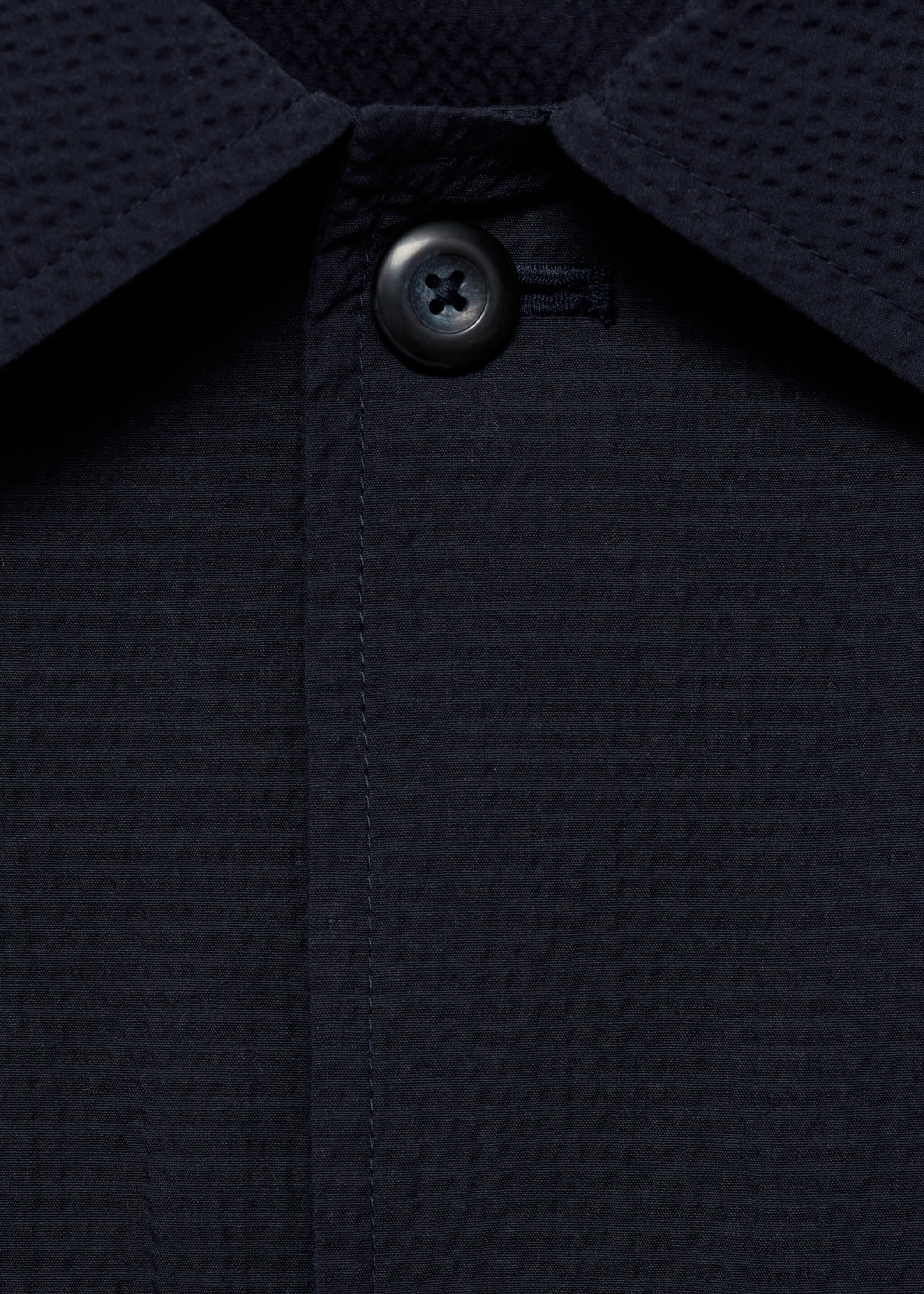 Cotton seersucker jacket - Details of the article 8, Dark Navy. Ref: 87015927-00.