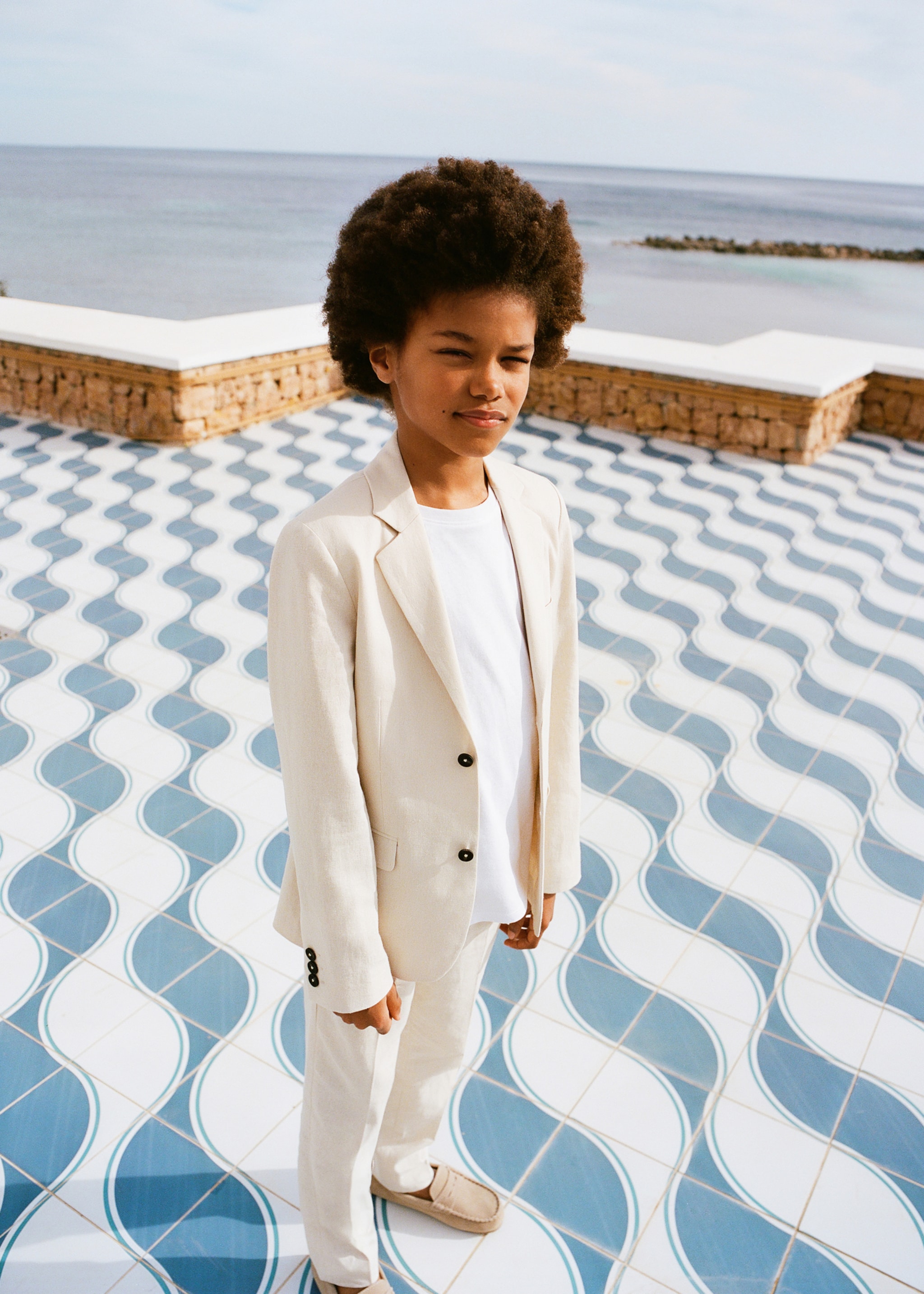 Linen suit jacket - Details of the article 5, Sand. Ref: 87015928-00.